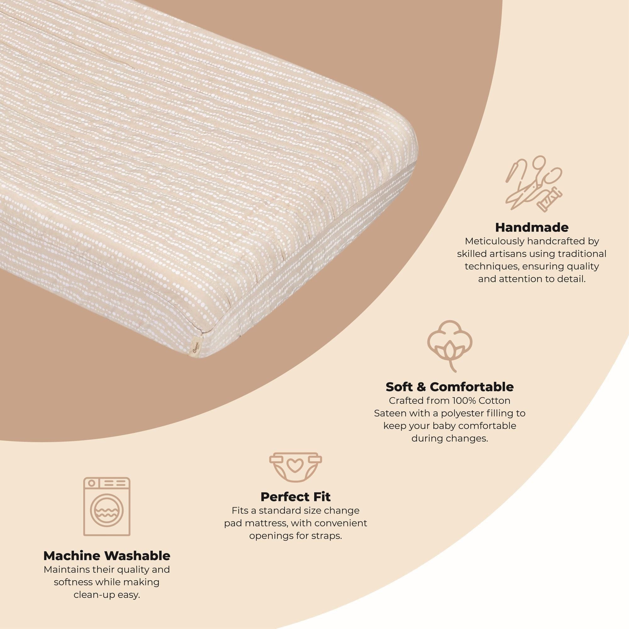 Crane Baby Cove Quilted Changing Pad Cover - Soft Waterproof Diaper Changing Pad Cover for Nursery, Baby Registry & Travel - Perfect for Cribs, Dressers & Changing Tables