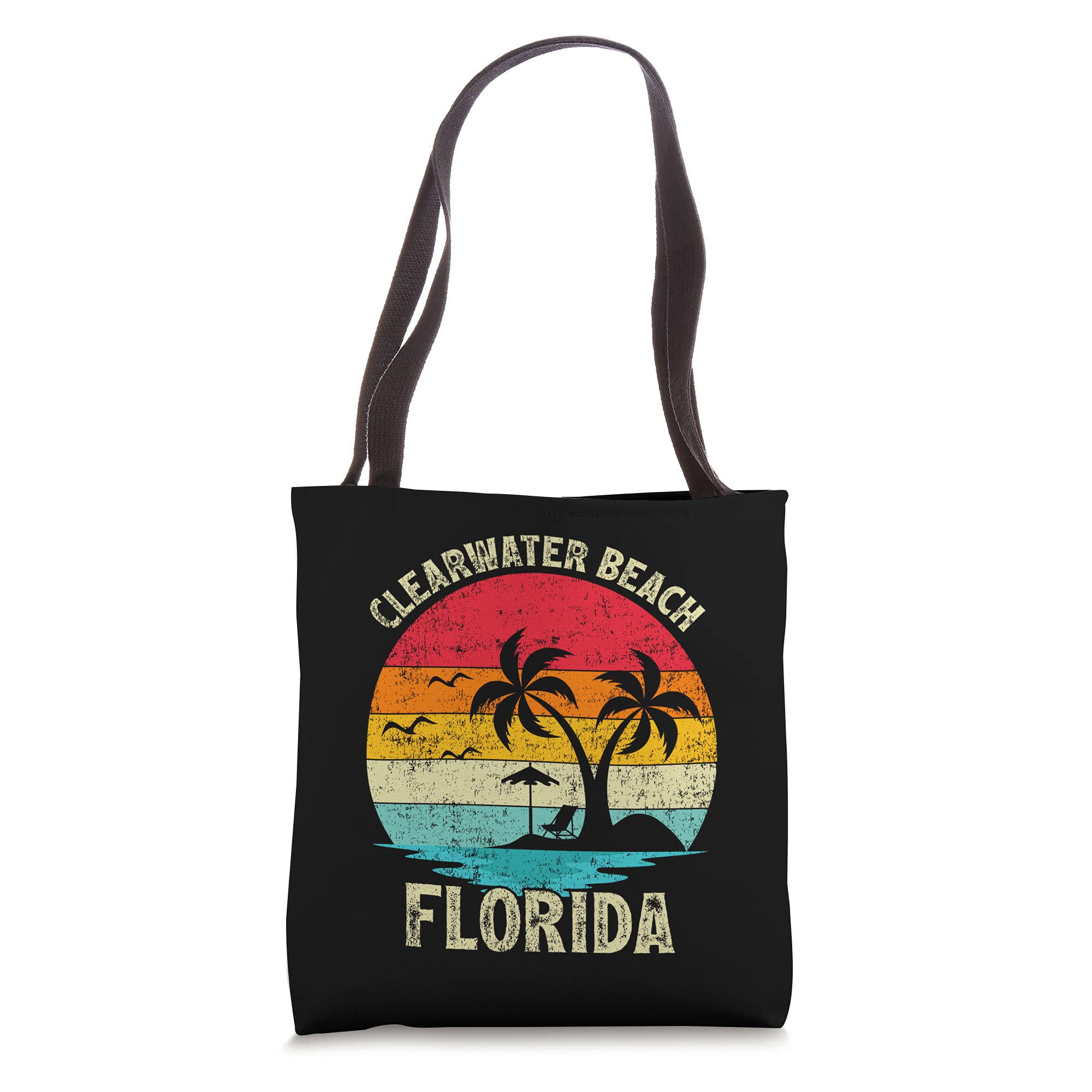 Vintage Retro Florida Clearwater Beach Tote Bag for Women & Men - Large Canvas Beach Bag for Vacation, Travel, Picnic & Shopping - Perfect Family Beach Day Essential