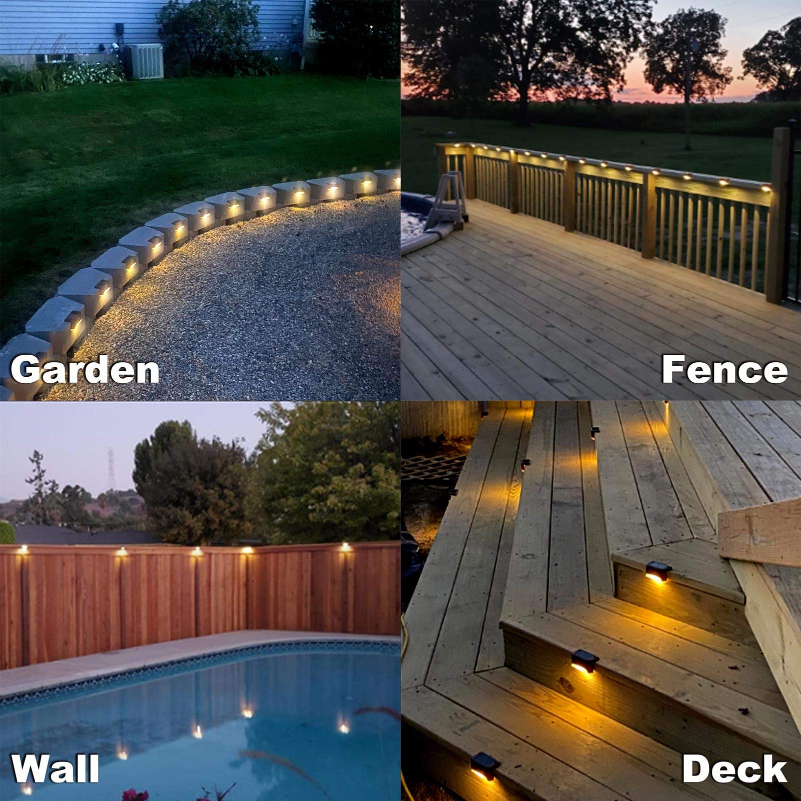 16 Pack Solar Deck Lights + 2 Pack Solar Post Lights - Outdoor Waterproof LED Pathway Lighting for Garden, Patio, Yard, and Driveway