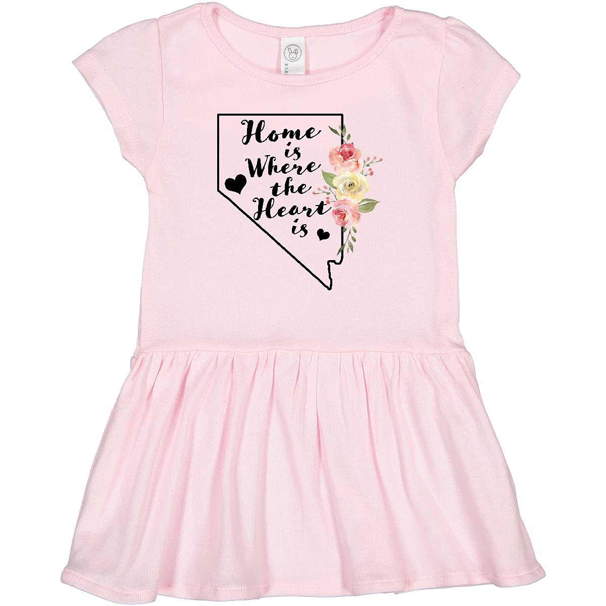 Inktastic Nevada Home is Where The Heart is Watercolor Floral Toddler Dress - Cute Baby Girl Outfit for Family Photos, Birthday Parties & Special Occasions