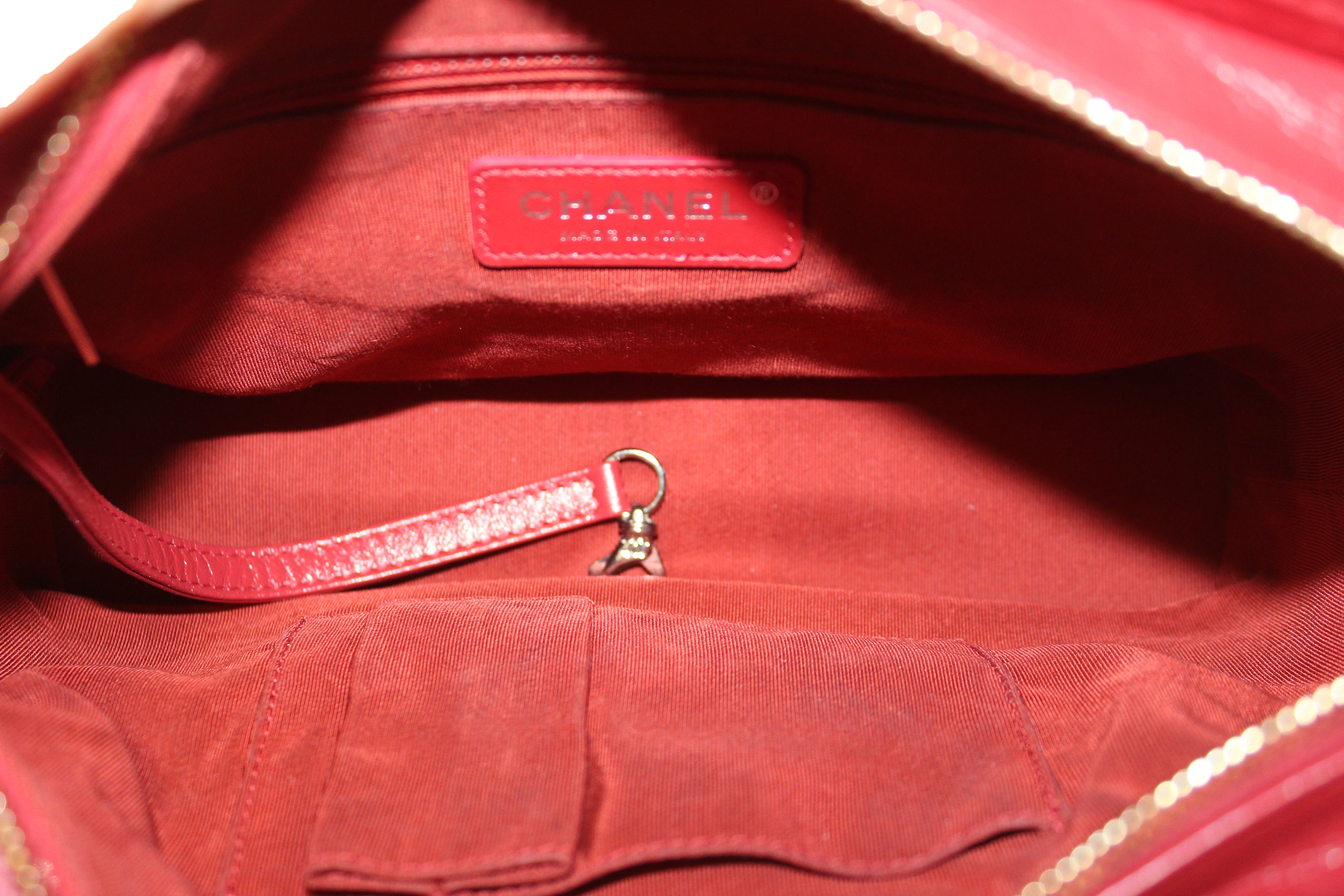 Authentic Chanel Red Vintage Calfskin Leather Small Gabrielle Hobo Crossbody Bag - Luxury Designer Purse for Women, Perfect for Date Night & Evening Events