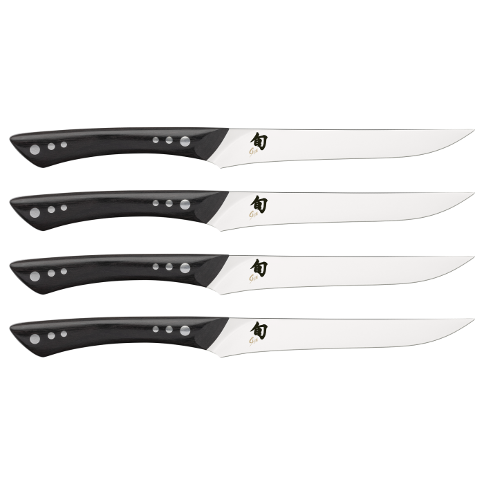 Premium Shun Shima 4-Piece Steak Knife Set - Razor Sharp Japanese Stainless Steel Blades - Perfect for Steak Dinners, BBQ Parties & Gourmet Cooking