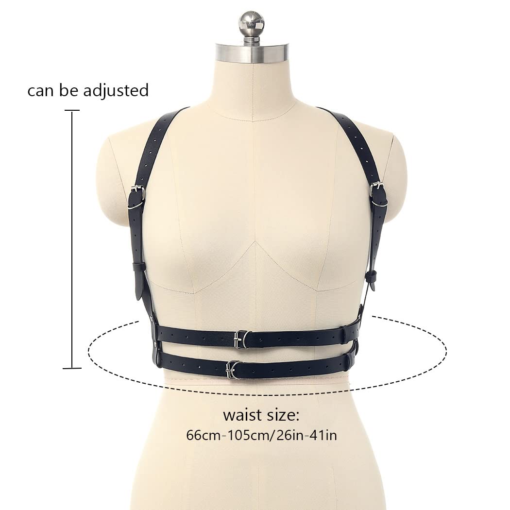 Bodiy Punk Waist Harness Belt - Gothic Body Chain Jewelry for Women | Adjustable Black Rave Fashion Accessory | Perfect for Music Festivals, Concerts & Gothic Outfits