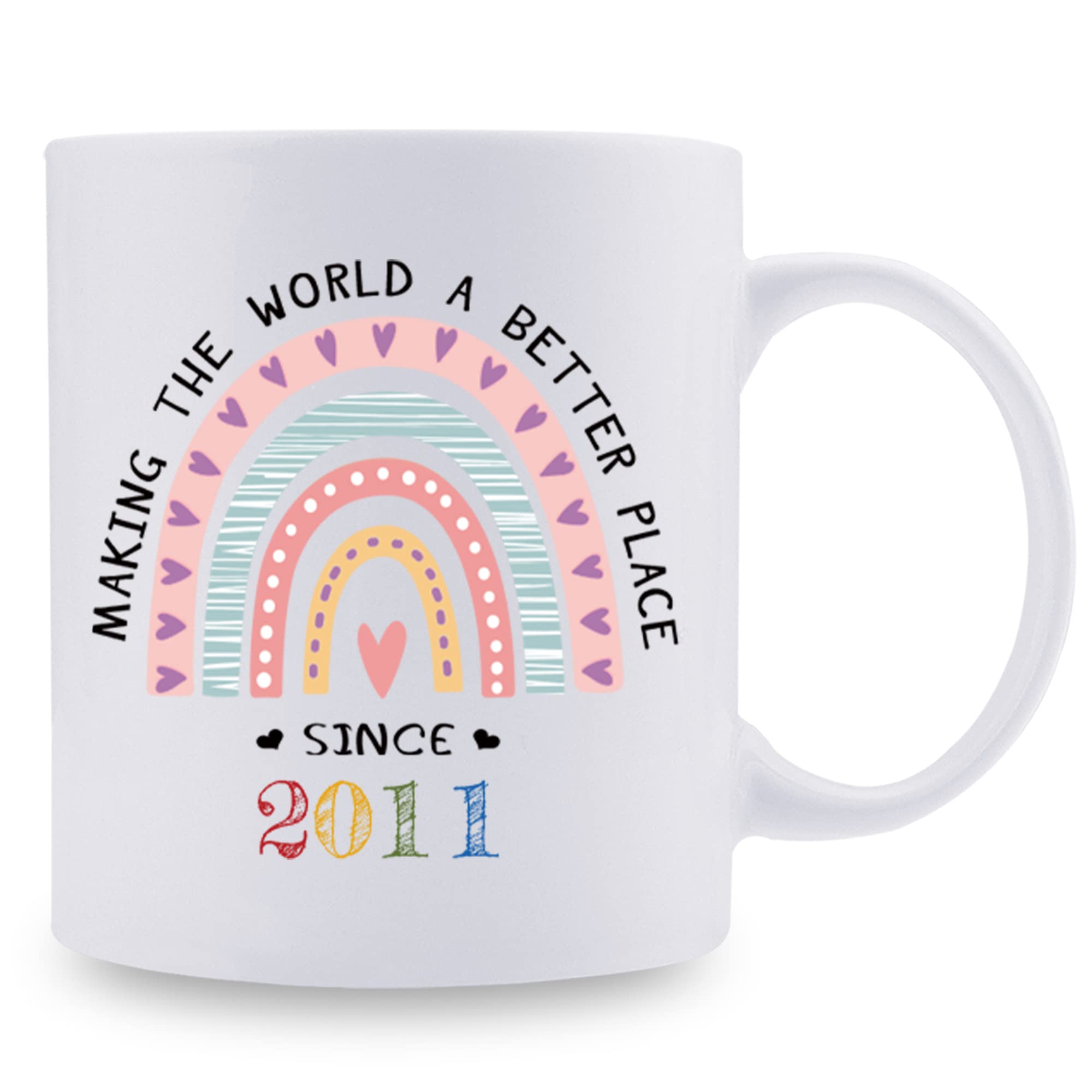 AIYAYA 11 oz Coffee Mug - Best 2011 Birthday Gift for Women, Daughter, Friend, Sister, Cousin, Granddaughter - Perfect for Coffee Lovers & Office Use