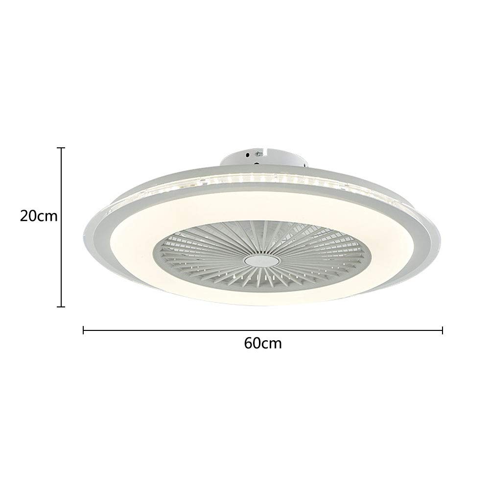 OUKANING 23 Inch White LED Ceiling Fan with Remote Control - Dimmable Light & Adjustable Wind Speed, Modern Chandelier for Bedroom, Living Room & Dining Room Lighting