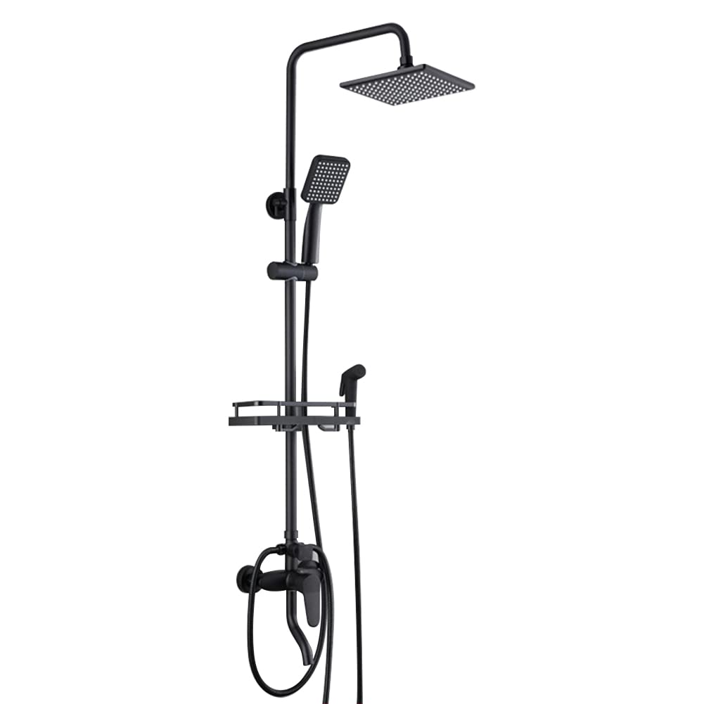 8 Inch Black Handheld Shower Head with 4-Spray Rainfall Shower System - High Pressure Bathroom Shower Faucet Set (Valve Included) - Perfect for Spa-Like Relaxation & Water Conservation