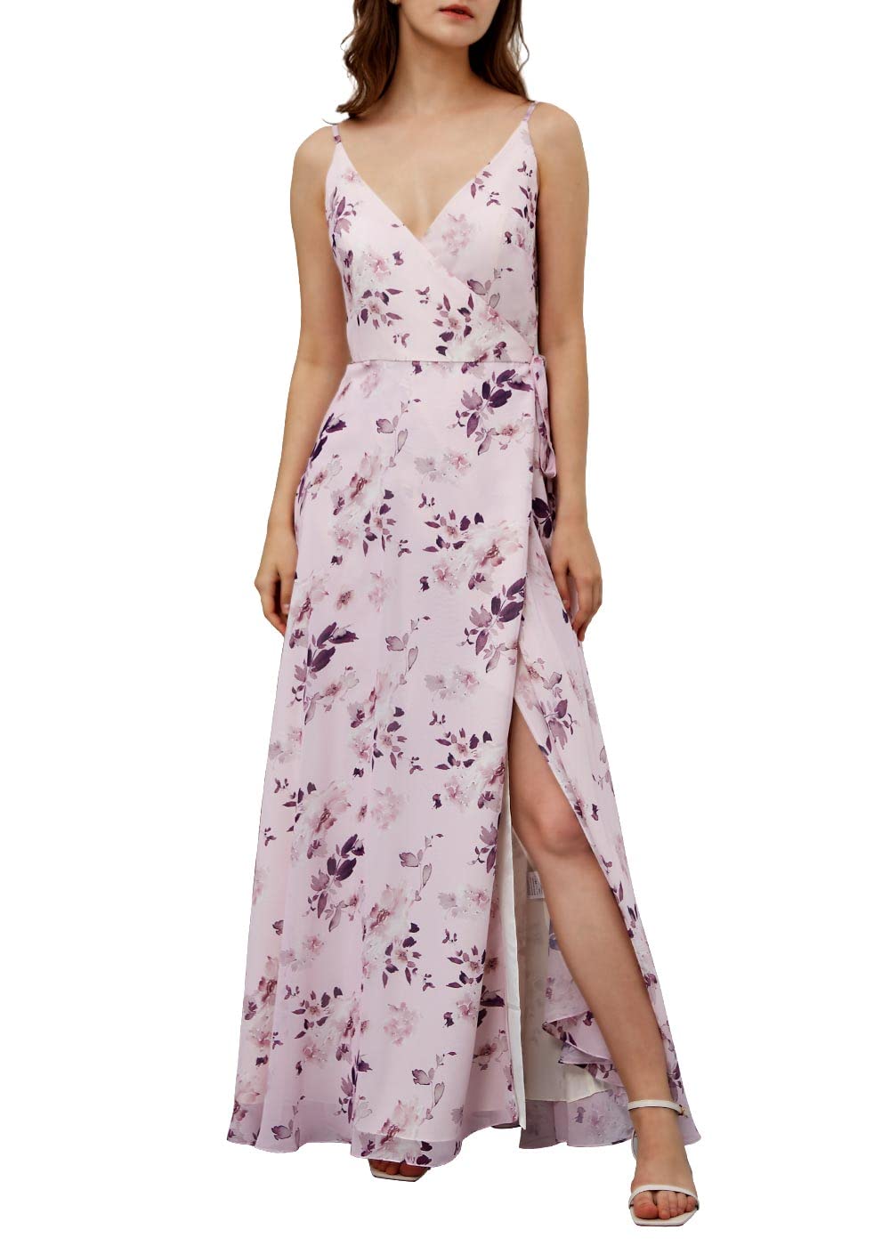 MissJophiel Women's V-Neck Maxi Floral Dress for Wedding, Bridal Party, Bridesmaid, Guest - Elegant Formal Evening Gown for Special Occasions & Summer Events