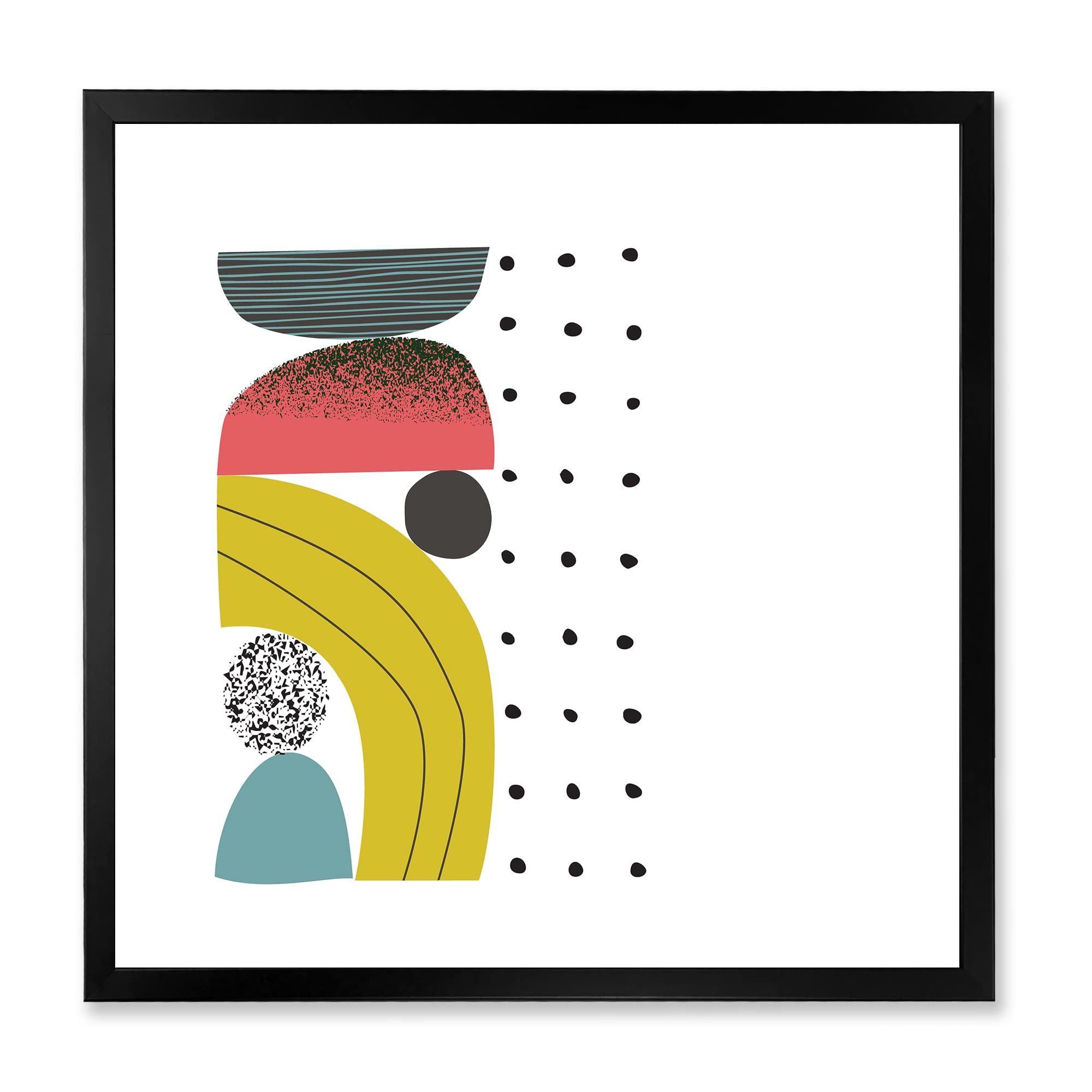 DesignQ Colorful Geometric Abstract Art Collage - Modern Framed Wall Decor for Living Room, Bedroom & Office | Contemporary Home & Office Wall Art