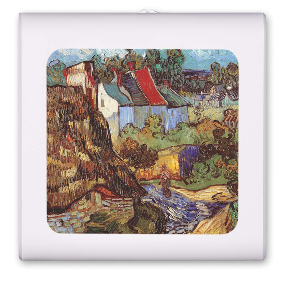 Dimmable LED Night Light with Auto On/Off Sensor, Adjustable Brightness & Warm White Light - Perfect for Bathroom, Hallway, Nursery & Bedroom - Van Gogh Houses at Auvers Inspired Design