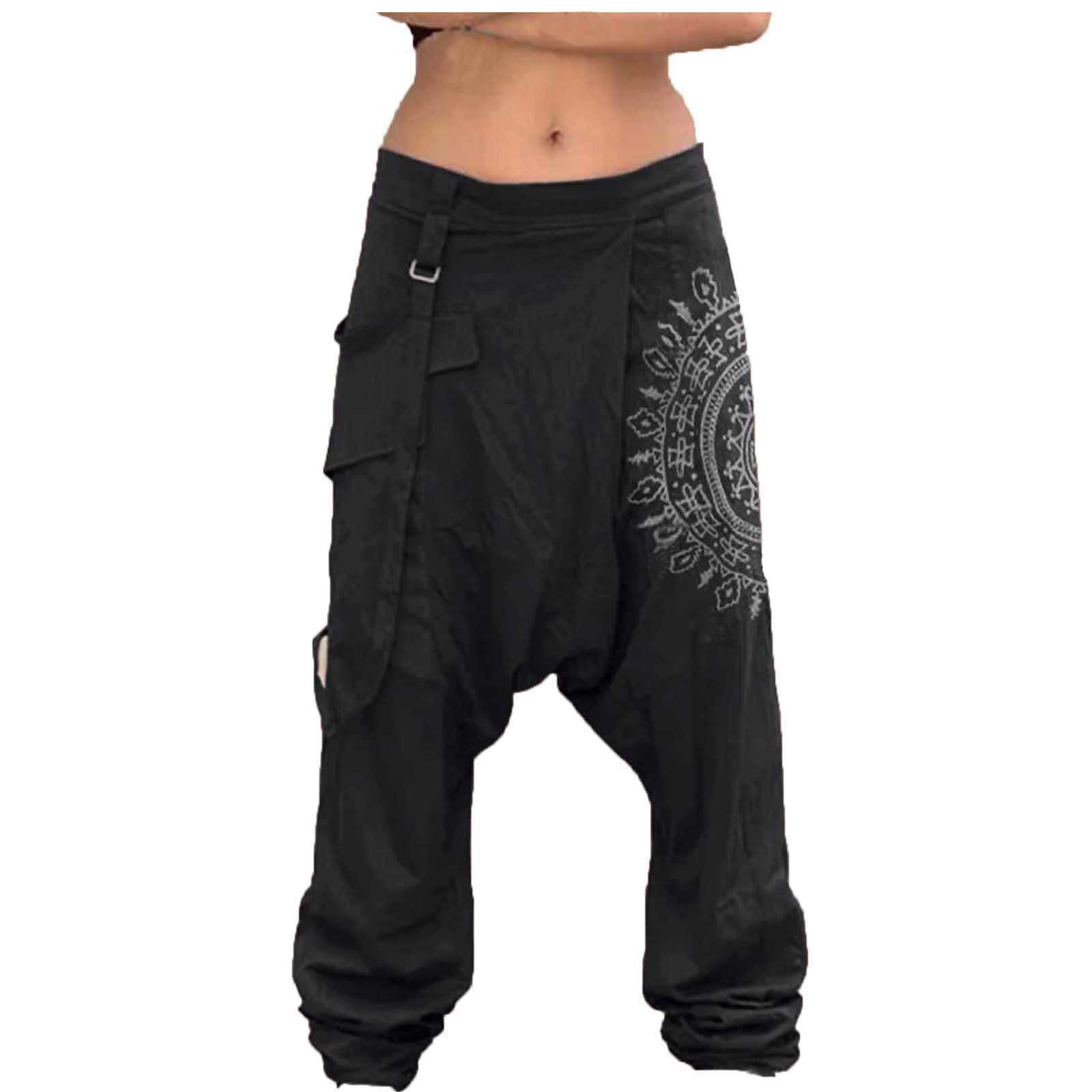 WANGPU Men's Harem Pants - Summer Drop Crotch Jogger, Baggy Wide Leg Yoga Trousers for Hip Hop & Lounge Wear - Plus Size Palazzo Pants for Men - Perfect for Yoga, Streetwear & Casual Comfort