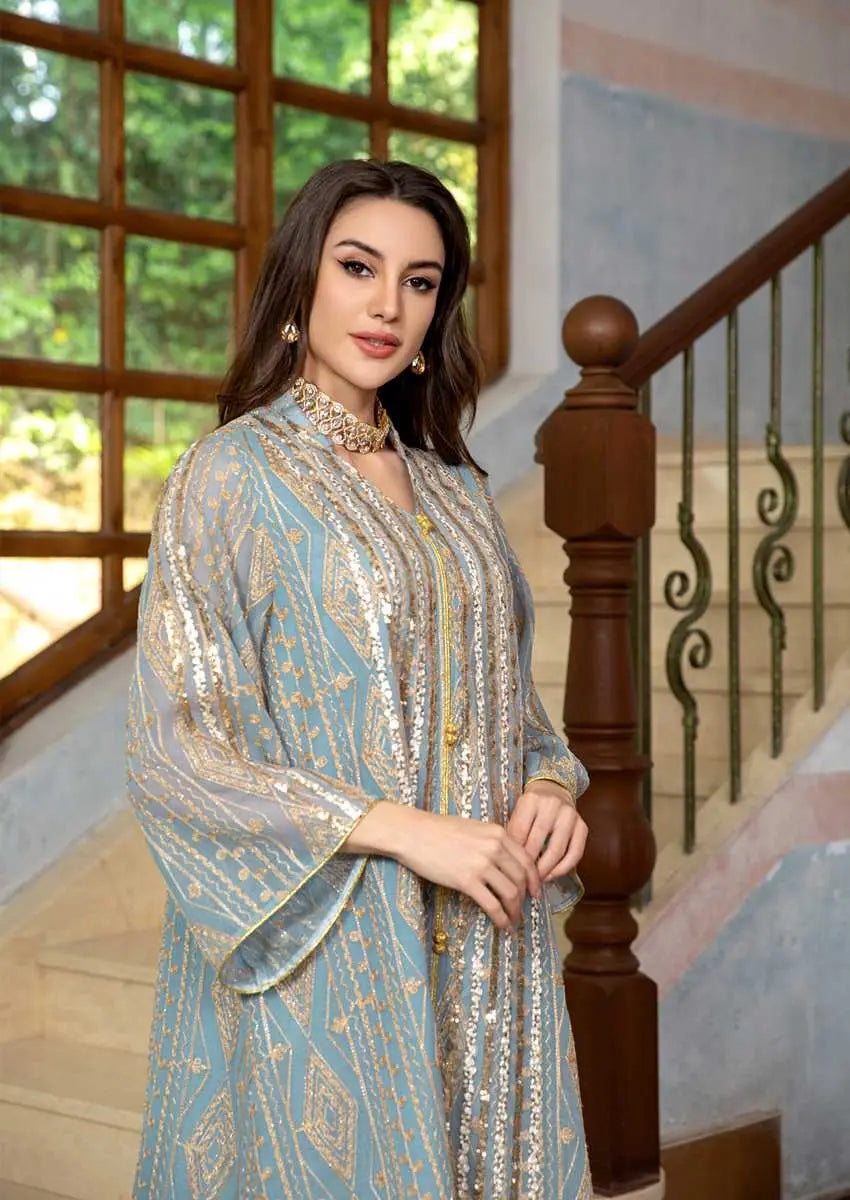 Elegant Eid Dress for Women - Sparkling Sequins & Embroidery Kaftan Caftan - Perfect for Eid Celebrations, Parties, and Special Occasions