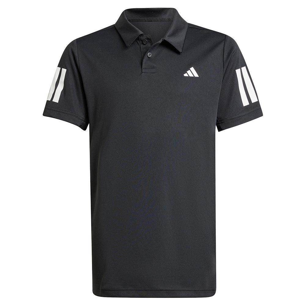 Boys' Club 3 Stripe Tennis Polo Shirt - Black | Classic Cotton Performance Top for Junior Tennis, Golf & Casual Wear