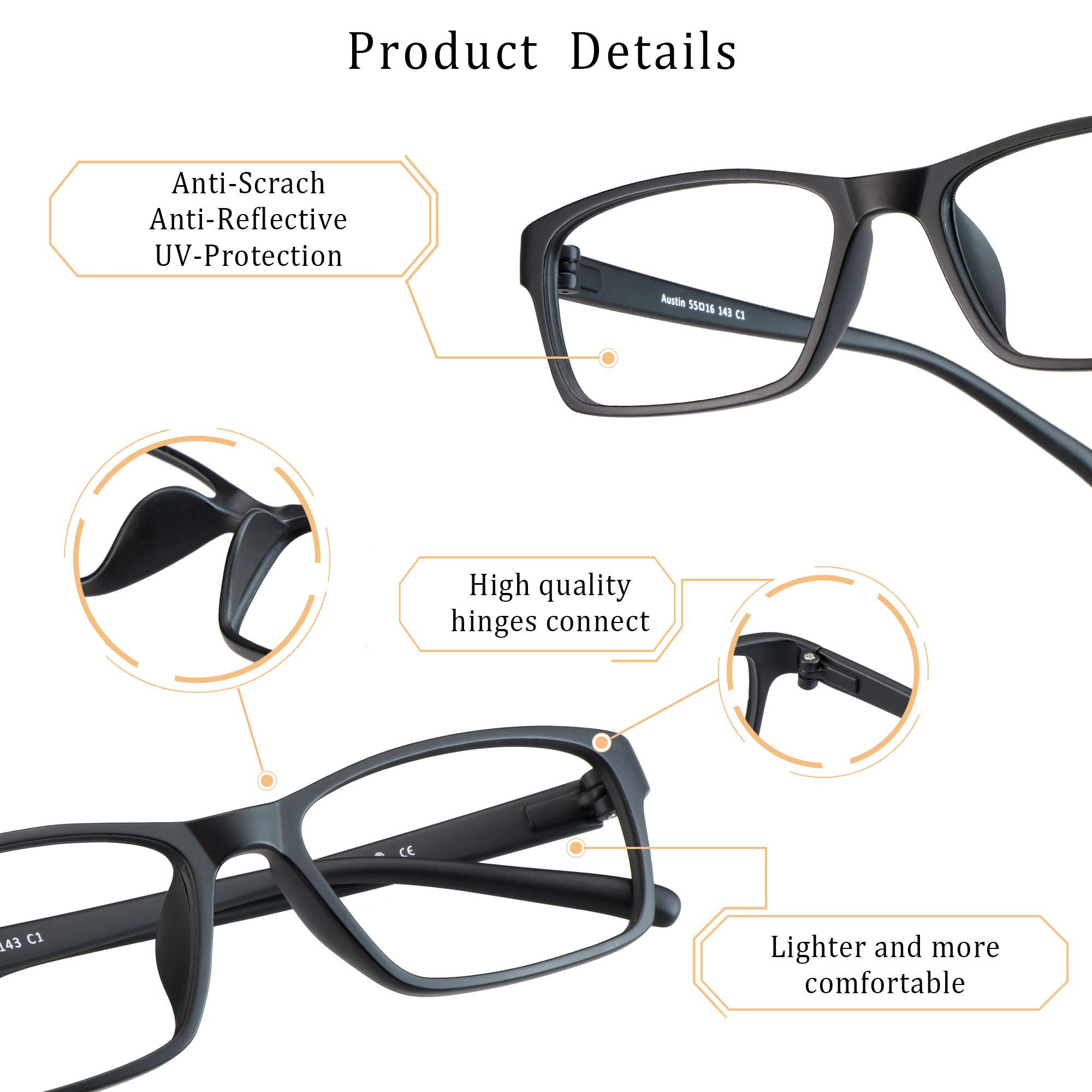 Blue Light Blocking Glasses for Computer & Gaming - Anti Eyestrain for Work & Screen Time
