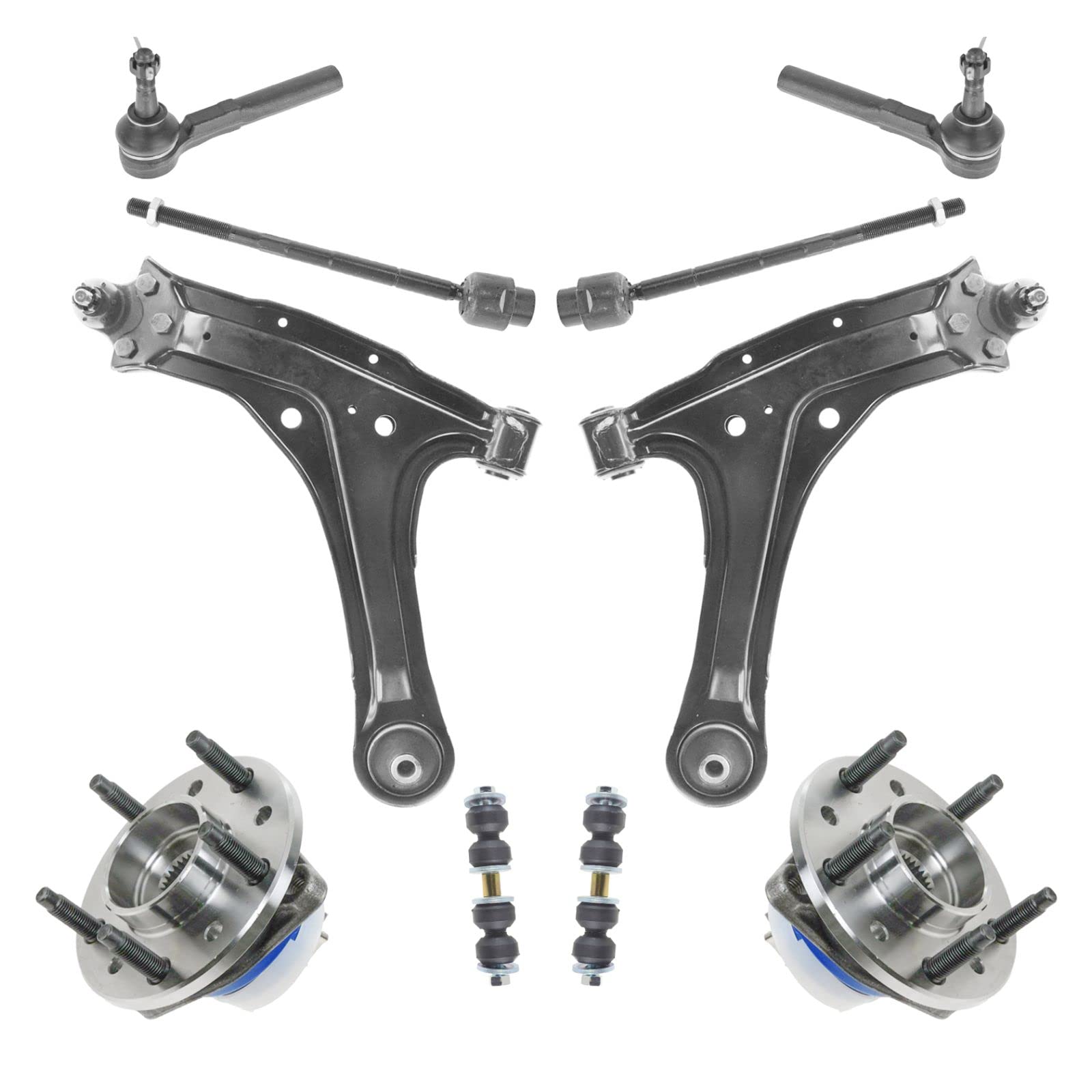 10-Piece Steering Suspension Kit - Wheel Bearing Assemblies, Control Arms & Tie Rods for Smooth Ride & Vehicle Stability - Perfect for Off-Roading, Daily Commuting & Auto Repair Shops