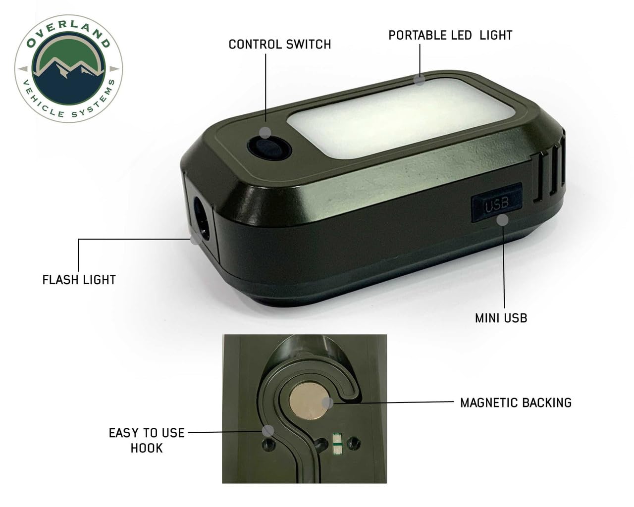 Overland Vehicle Systems Wild Land Camping Gear - UFO Solar Lantern with Bluetooth Speaker, Portable Light Pods & 9.75