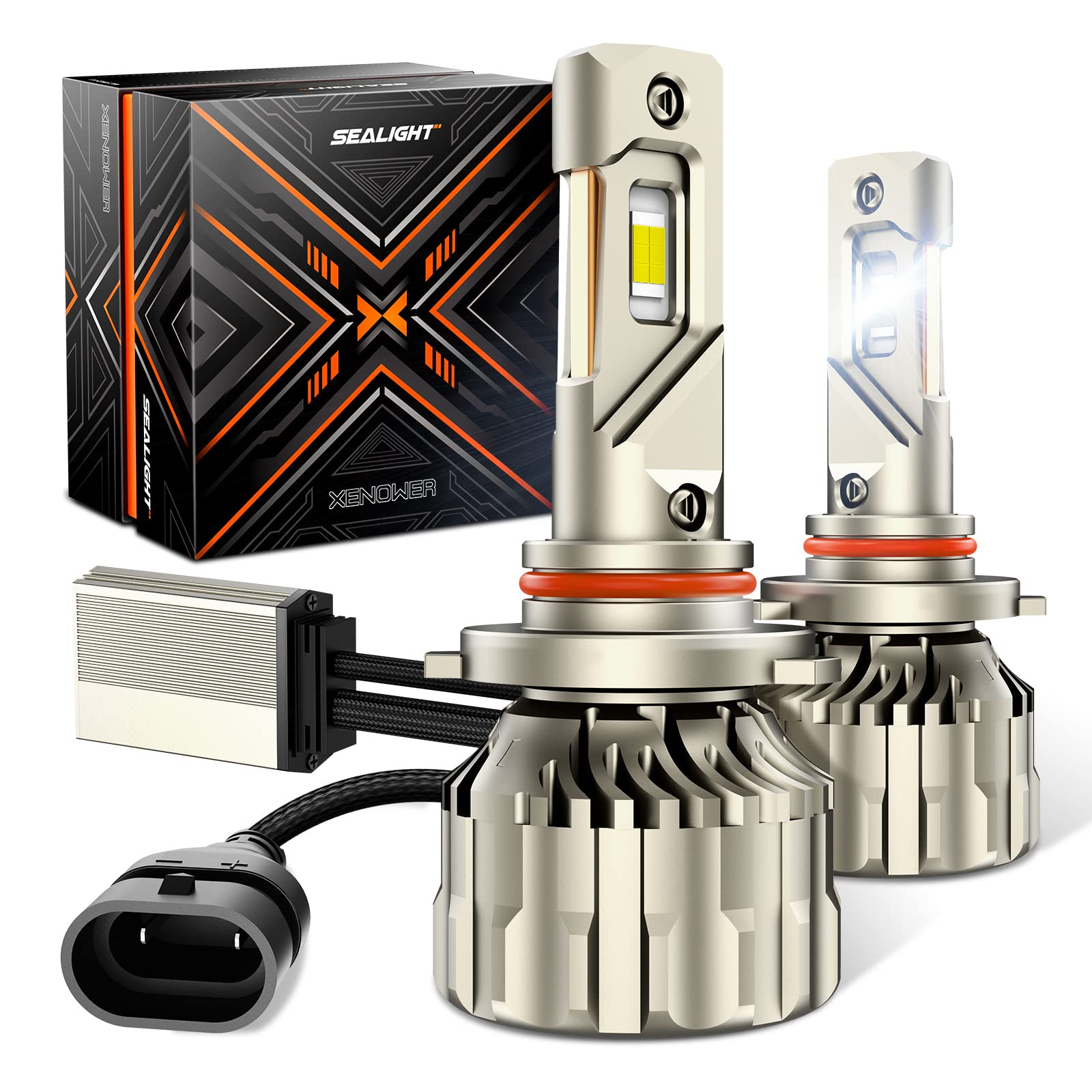 SEALIGHT 9005/HB3 LED Headlight Bulbs - 28000LM, 800% Brighter Than Halogen, 110W, 6500K Cool White, Plug and Play - X4 CSP Chip Design - Perfect for Night Driving, Foggy Conditions & Off-Road Use - Pack of 2
