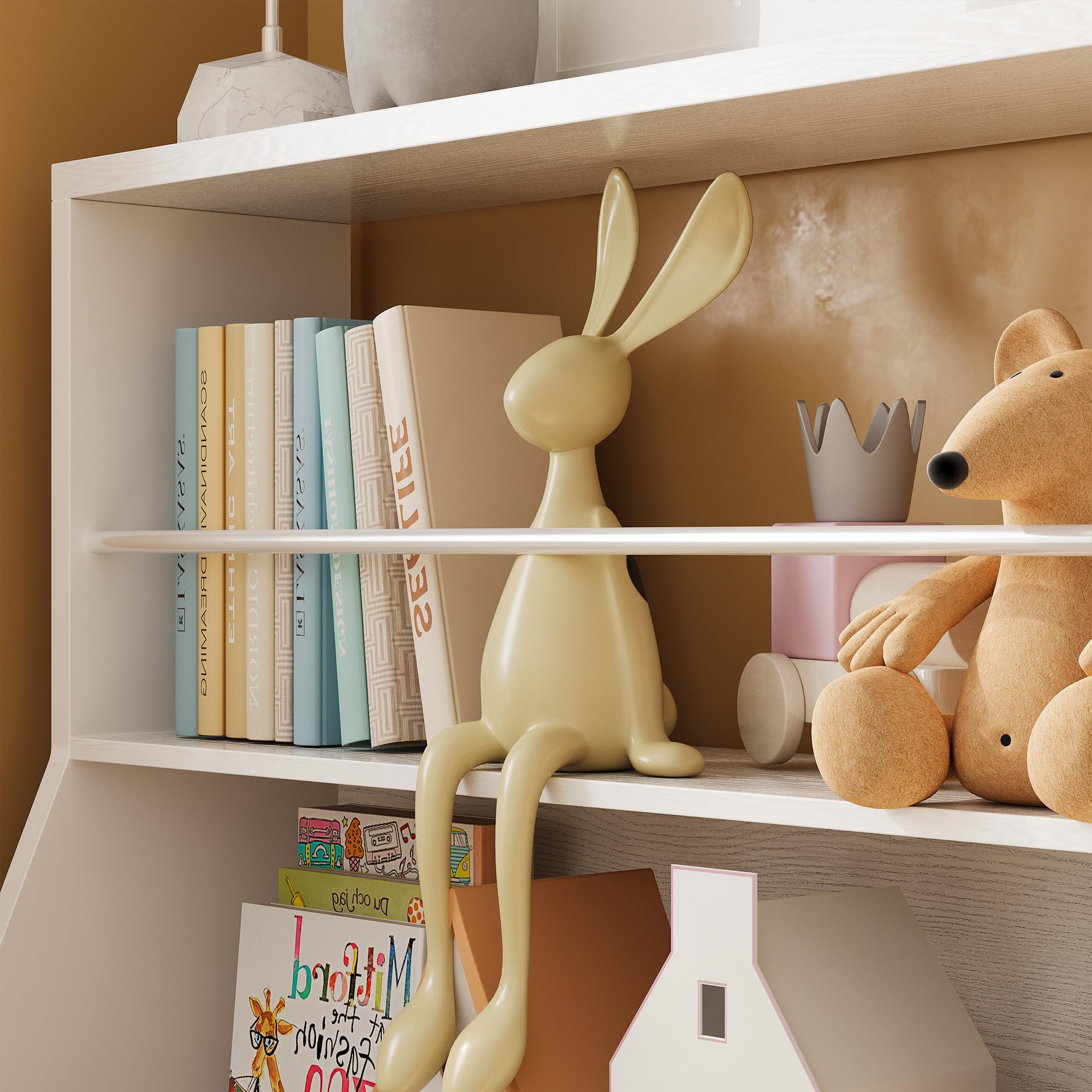 IRONCK Kids Bookshelf with Drawers - Toy Storage Organizer for Nursery & Playroom