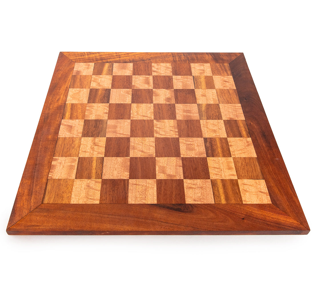 Premium Koa Wood Mango Chess and Checkers Game Board Set - Handcrafted Hawaiian Hardwood for Indoor Family Game Nights and Travel Entertainment