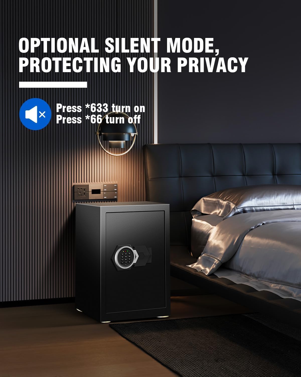 2.6 Cubic Feet Fireproof Waterproof Home Safe Box with Digital Keypad, Sensor Light & Keys - Secure Money, Documents & Valuables for Hotel, Office & Home Use