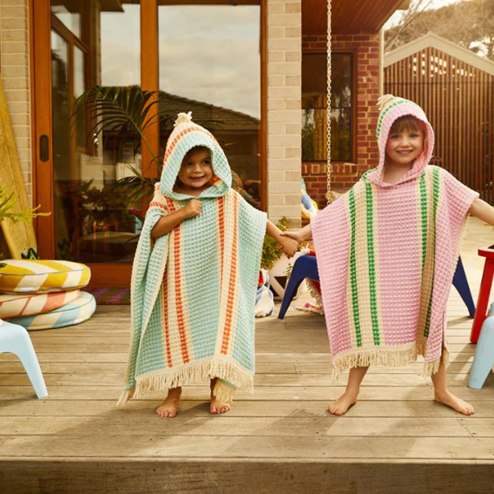Tishy Waffle Hooded Towel for Baby & Kids - Soft & Absorbent Dahlia Pattern - Perfect for Bath Time, Beach & Pool Days