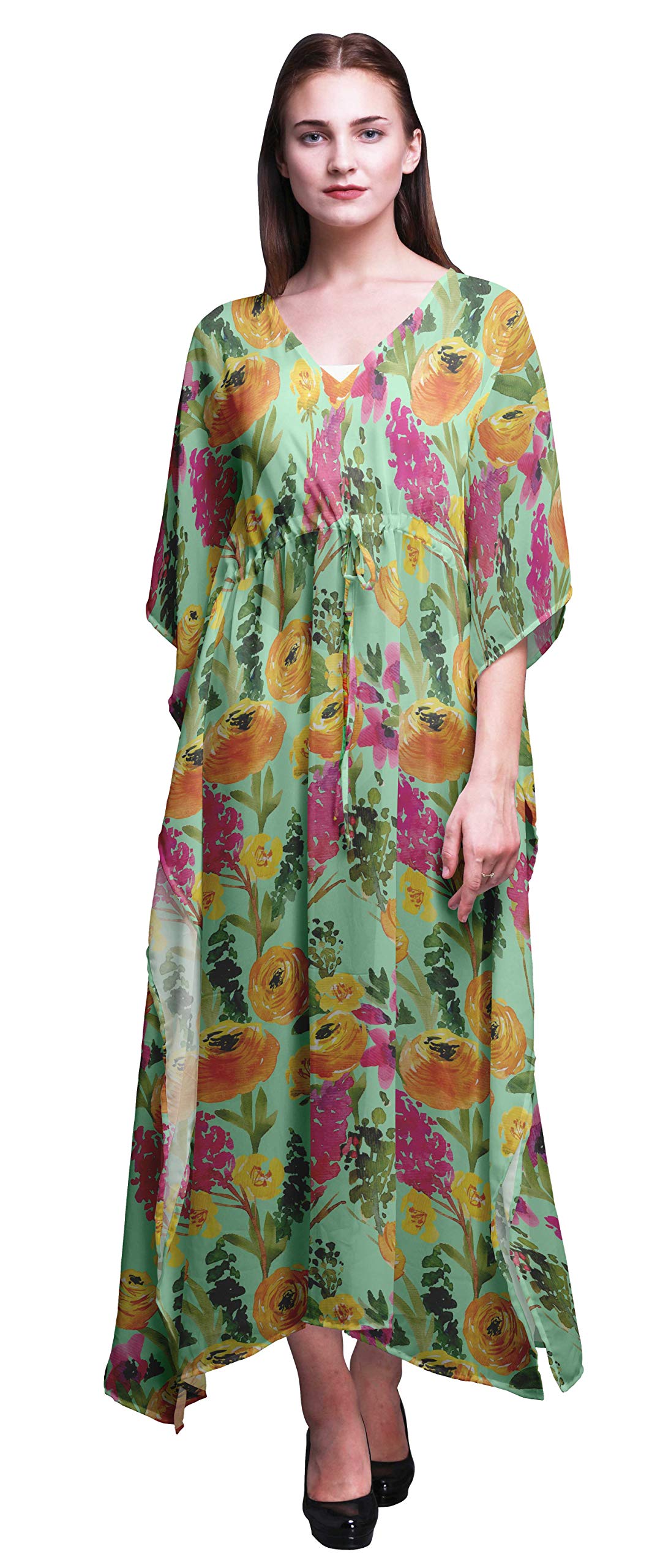 Bimba Beach Kaftan - Women's Long Maxi Dress Bikini Cover Up, Summer Kimono Style Caftan for Pool, Vacation & Boho Fashion