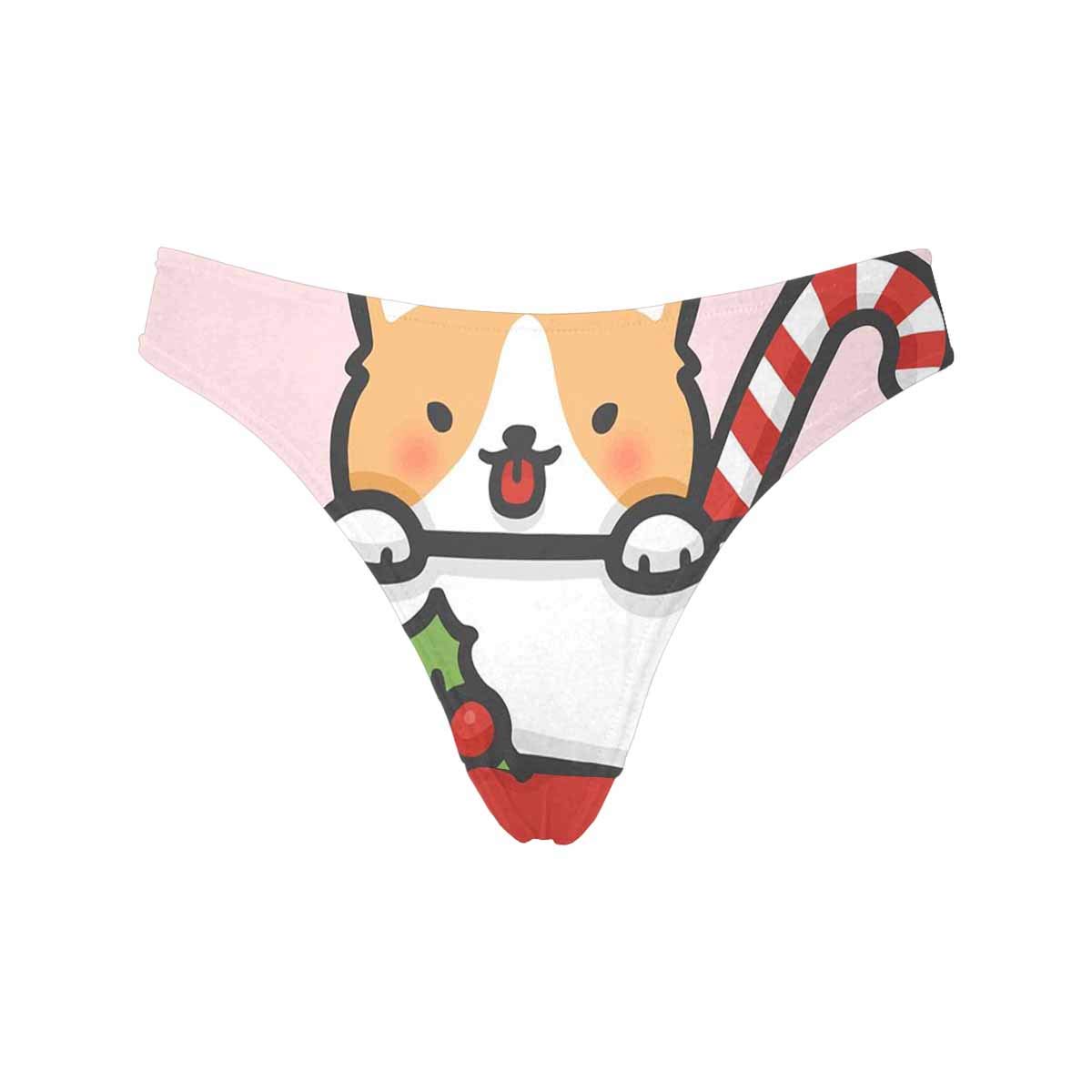 Cute Corgi in Socks Christmas Women's Thong Underwear - Soft, Breathable Panties for Holiday Gifts & Comfort Wear