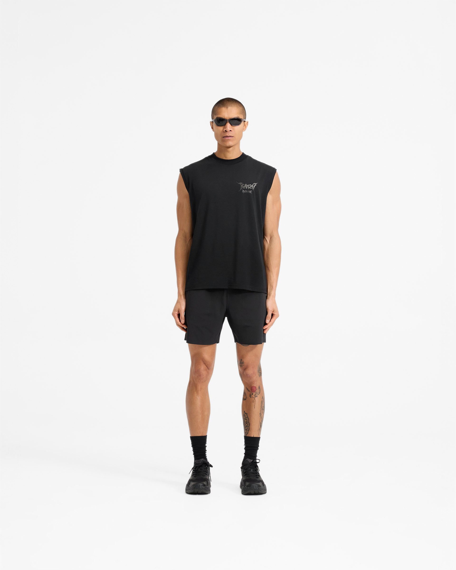 Team 247 X END Oversized Tank Top for Men - Jet Black - Comfortable Loose Fit Muscle Shirt for Gym, Workout & Casual Wear