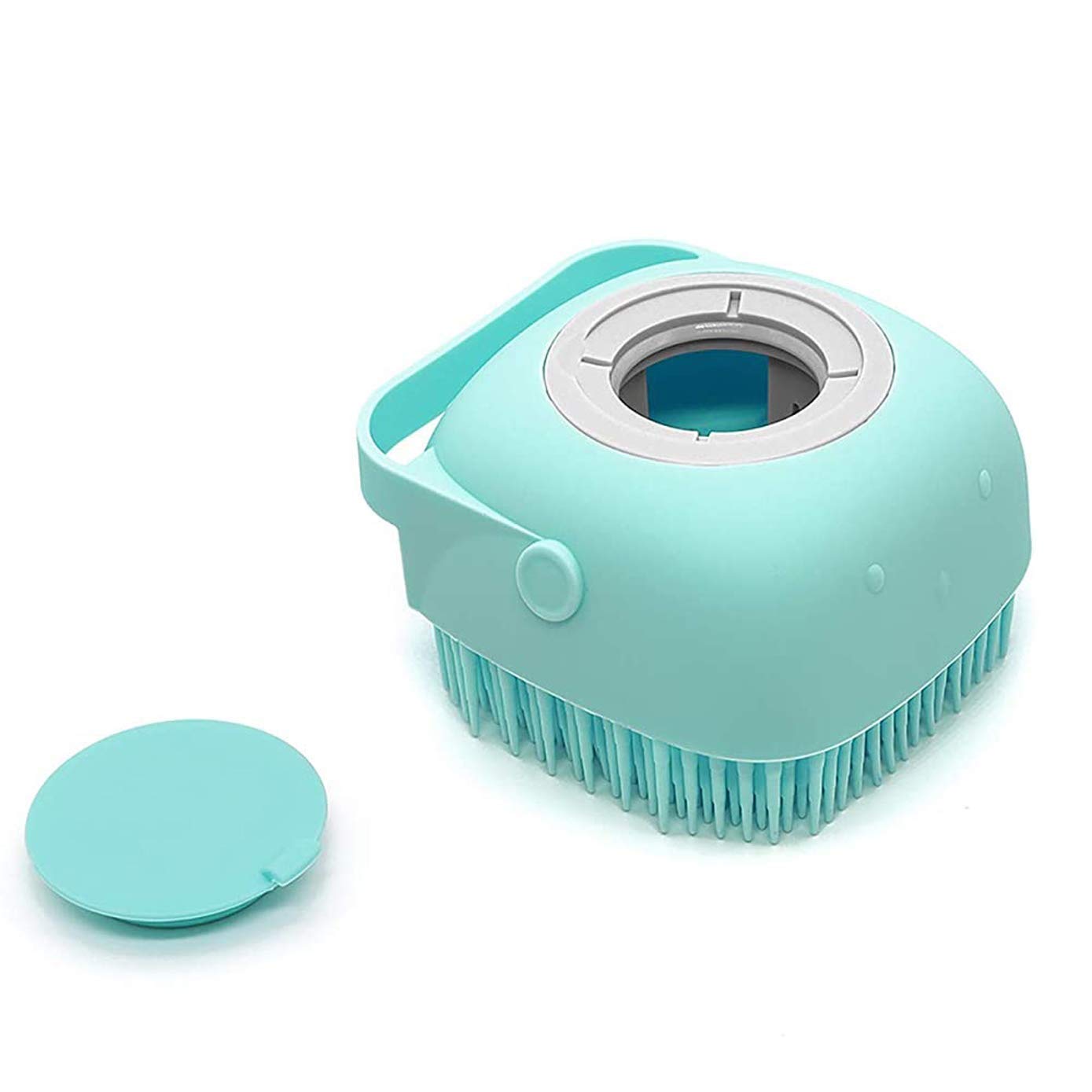 AUZENO Silicone Body Bath Brush with Shampoo Dispenser - Soft Exfoliating & Massaging Shower Brush for Smooth Skin - Perfect Bathroom Accessory for Spa, Exfoliation & Relaxation (Color May Vary)