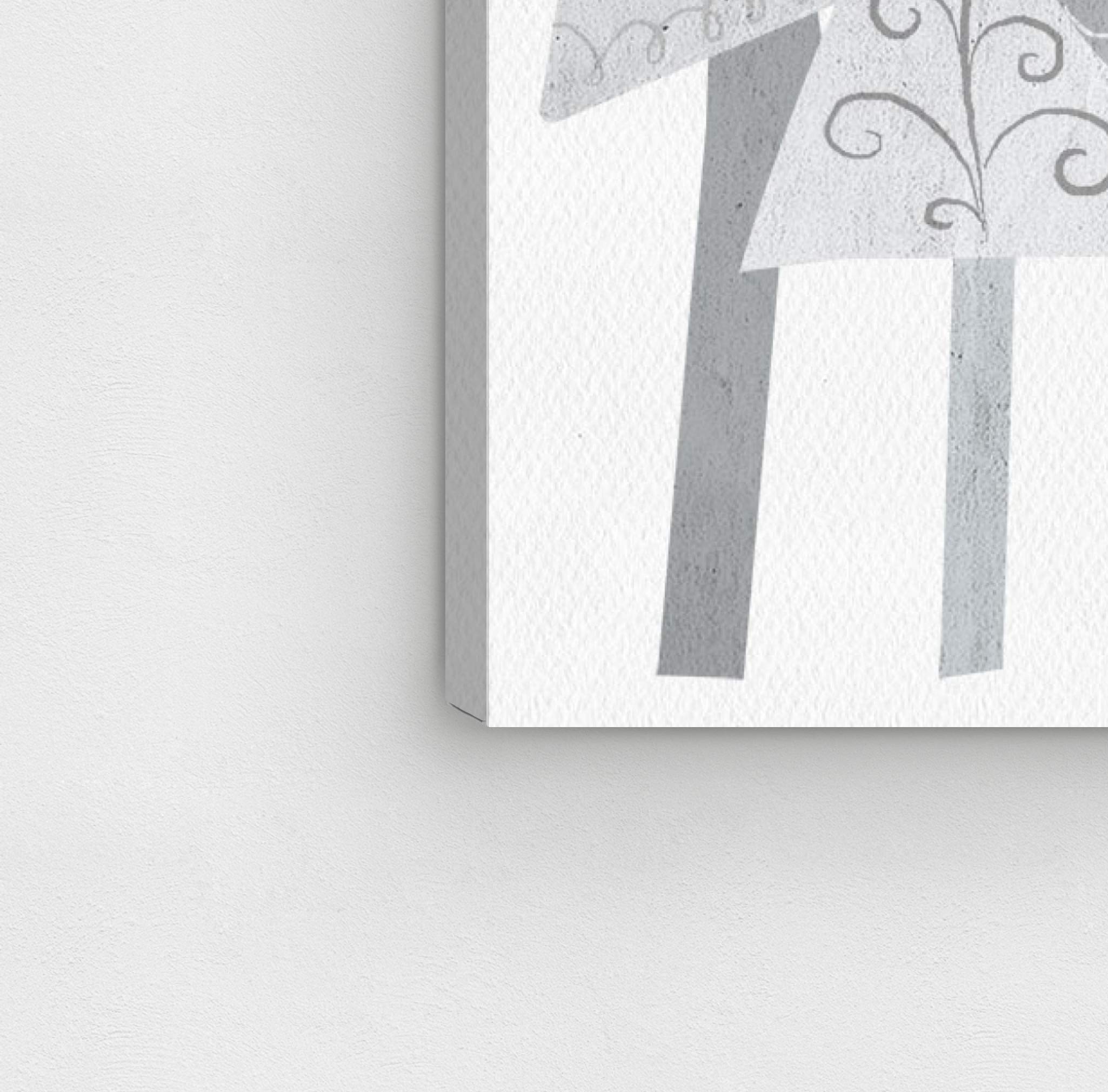 Scandinavian Tree Tops Botanical Wall Art Canvas Print - 36x30 Inch Gray & White Home Decor - Perfect for Living Room, Bedroom & Office