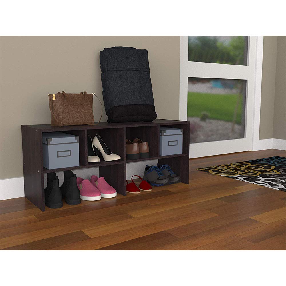 ClosetMaid 508200 Heavy Duty 2-Pack Shelf Organizer with Shoe Rack & Cube Storage - Espresso Finish for Bedroom Closet, Entryway & Shoe Storage Organization
