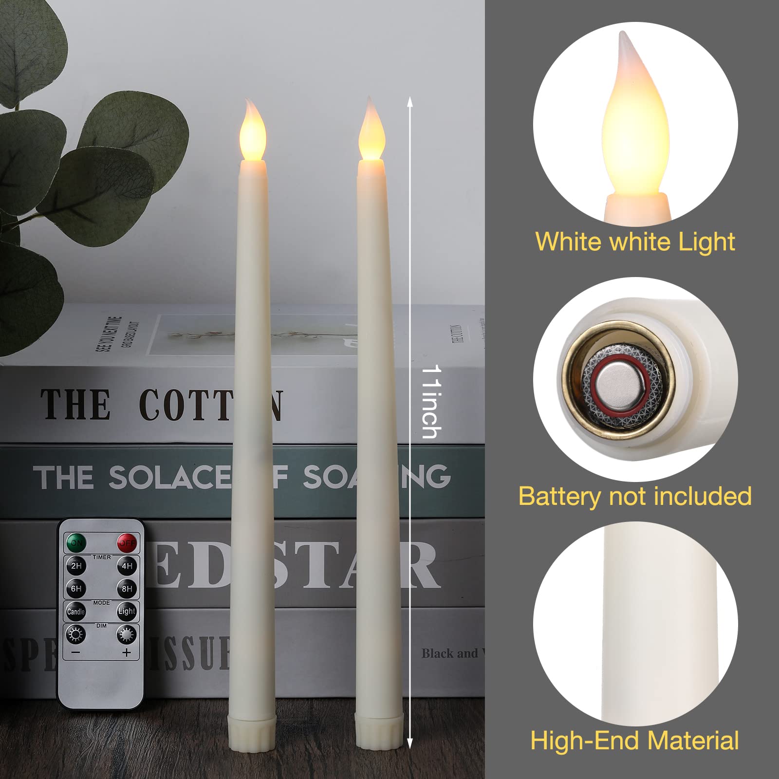 24 Pack Flameless LED Taper Candles with Remote & Timer - 11 Inch Battery Operated Warm White Flickering Candles for Valentine's Day, Weddings, Home Decor & Romantic Gifts - Perfect for Dining Tables, Centerpieces, and Special Occasions