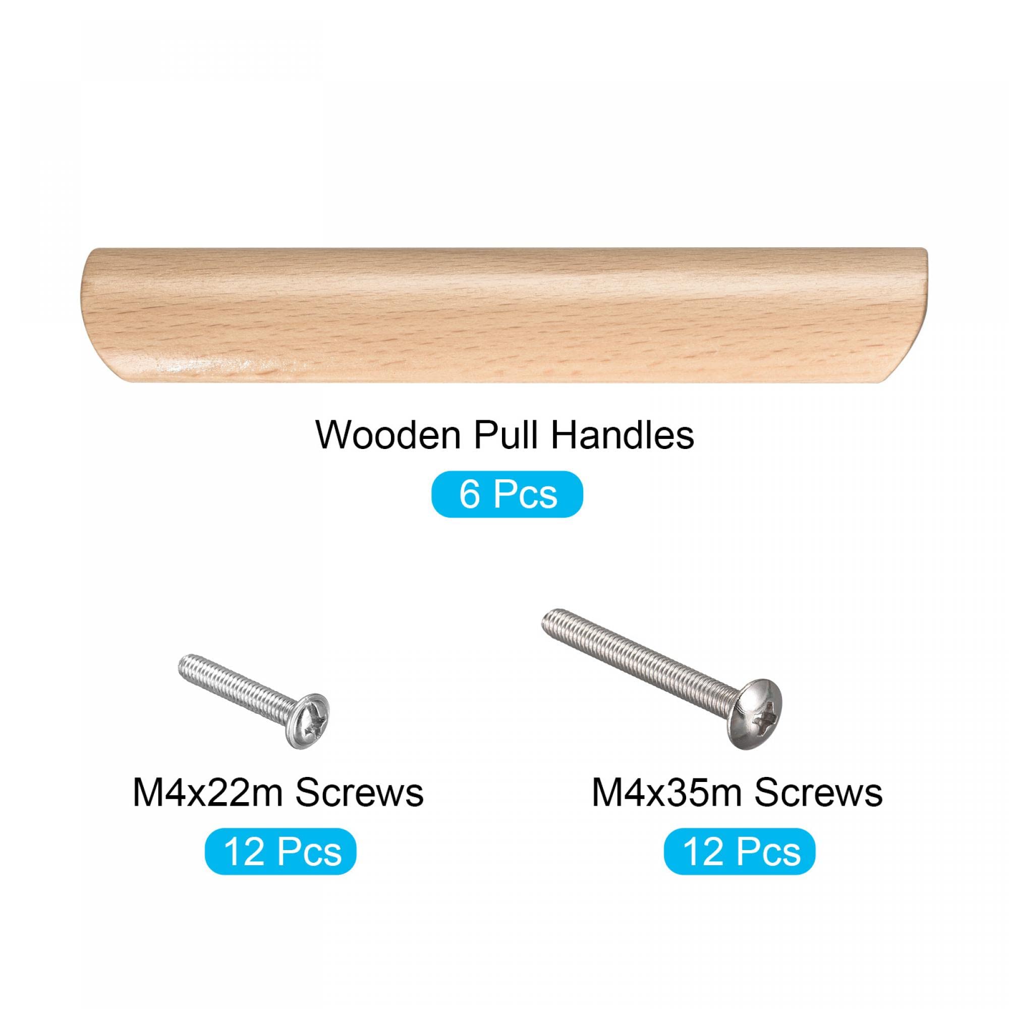 uxcell 8.5 Inch Unfinished Wooden Drawer Pull Handles - 6 Pack with Screws for Kitchen Cabinets, Wardrobes, Dressers & Furniture - Perfect for DIY Home Improvement & Cabinet Hardware Upgrade