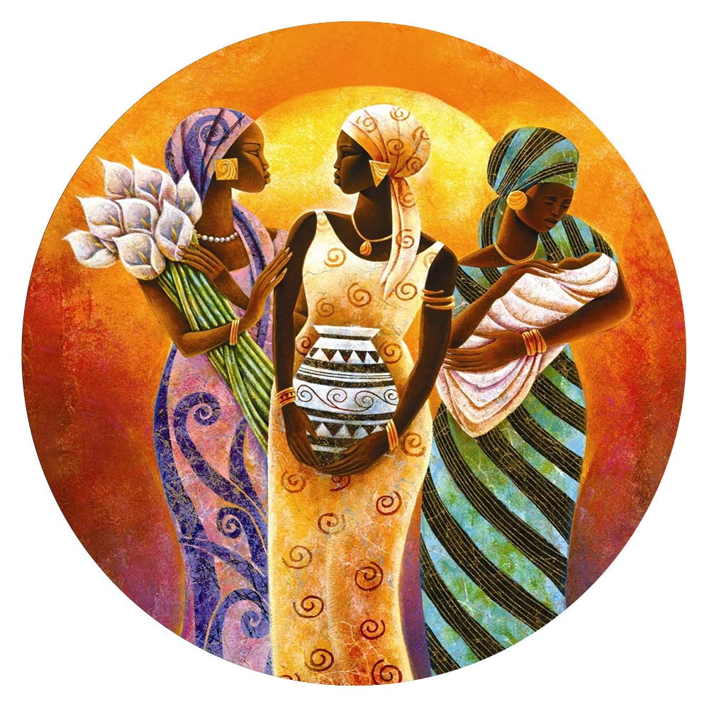 300-Piece African Indigenous Wall Art Puzzle - Round Wooden Jigsaw for Adults & Kids, Stress Relief & Educational Toy, Perfect for Family Bonding & Home Decor