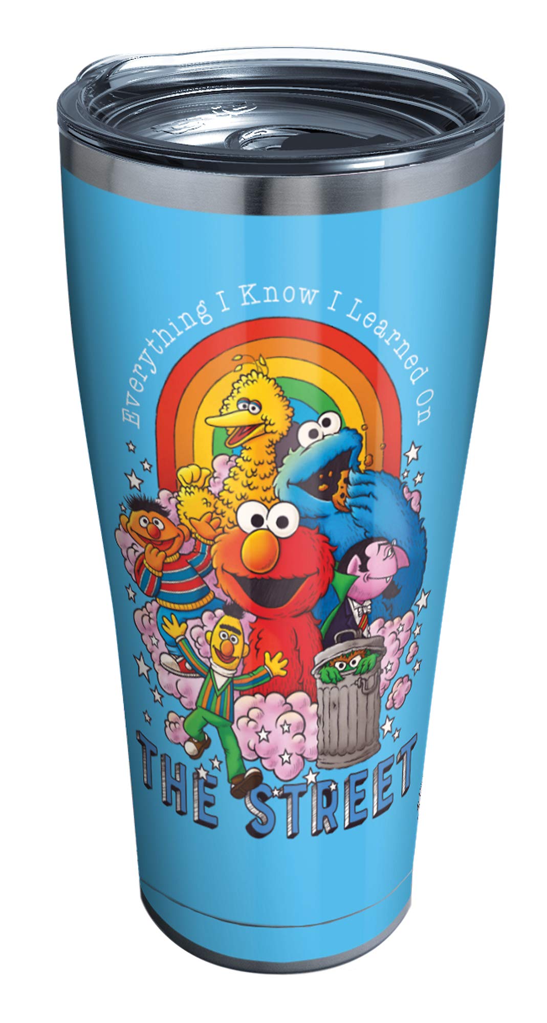 Sesame Street Everything I Know Insulated Stainless Steel Tumbler - 30oz Double Wall Vacuum Cup for Hot & Cold Drinks - Perfect for School, Office, Travel & Outdoor Activities