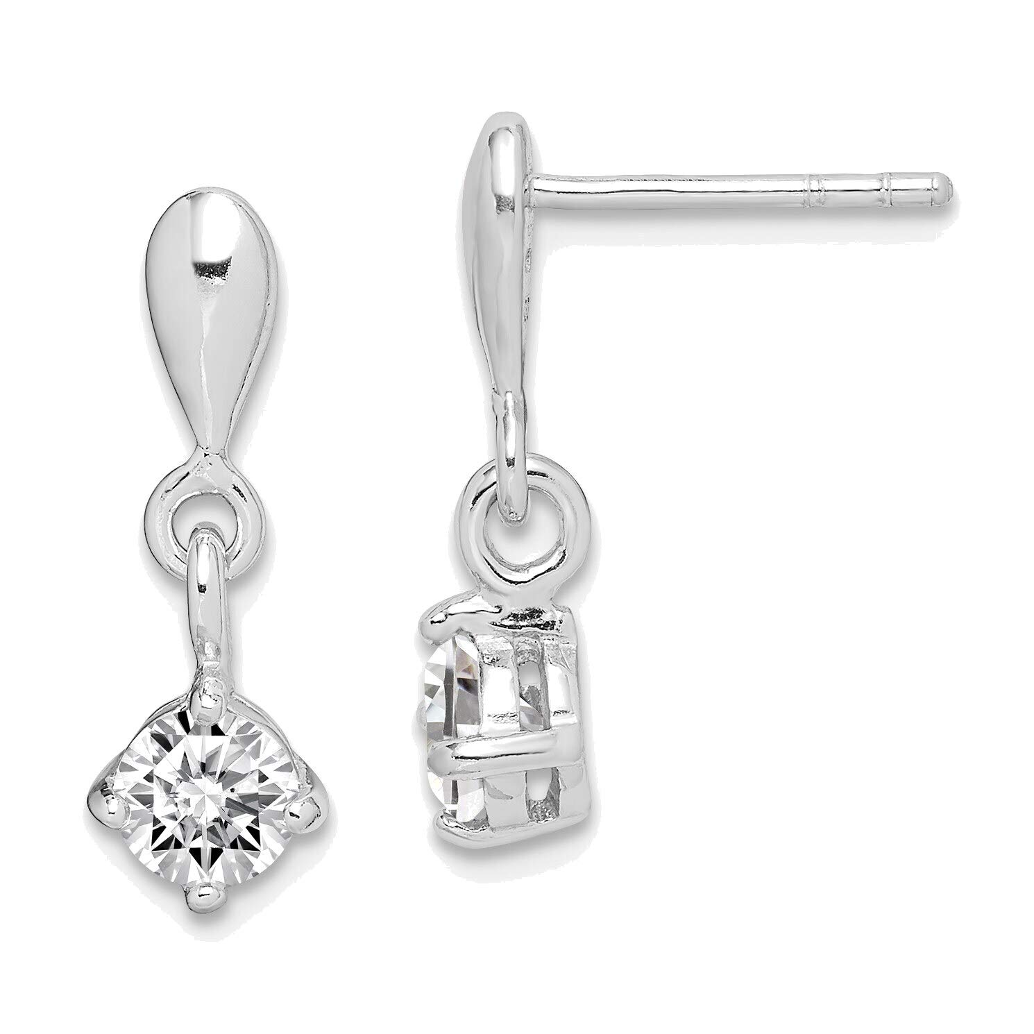 Elegant Solid Sterling Silver Rhodium Plated CZ Dangle Earrings for Women - Perfect for Parties, Weddings & Special Occasions