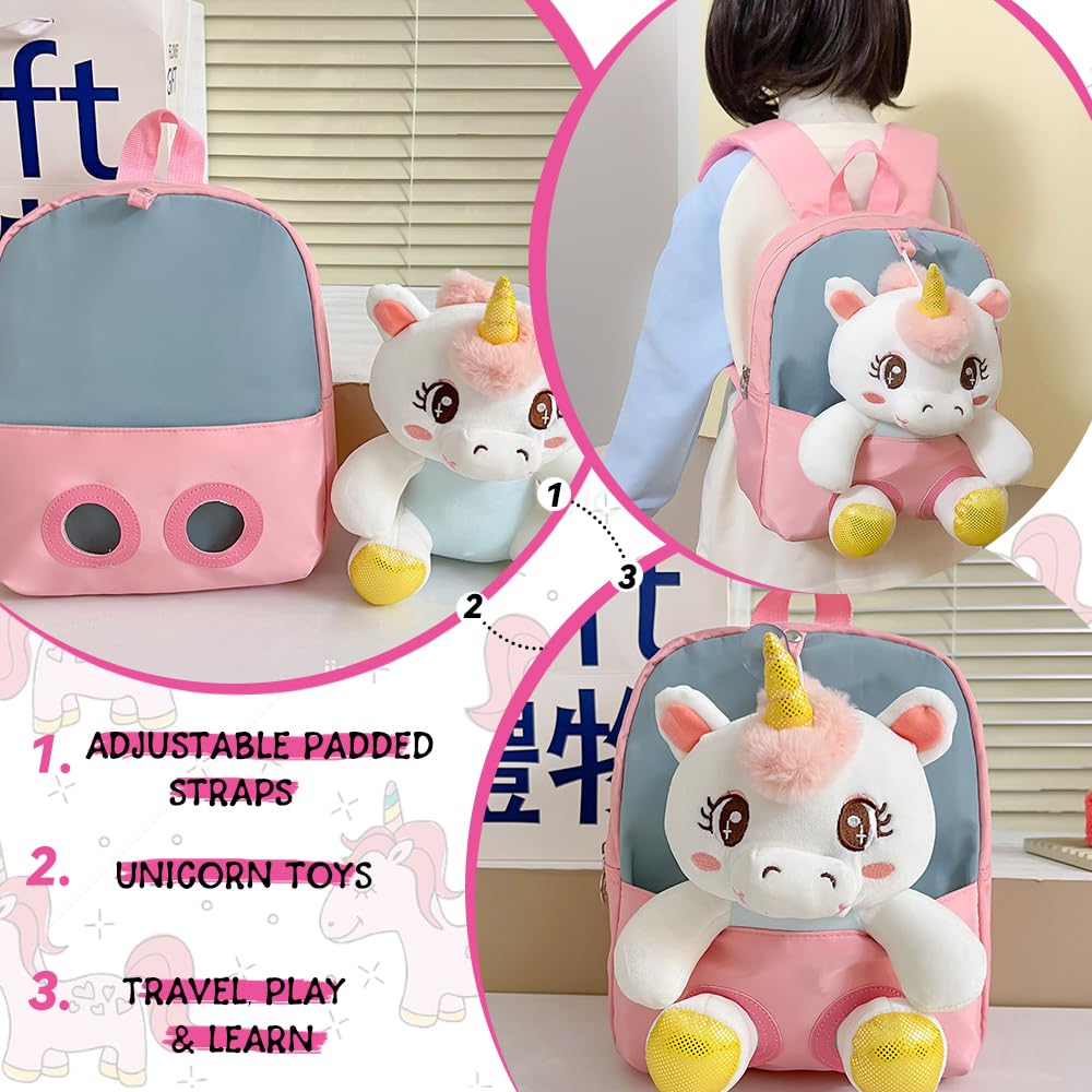 **Adorable 3D Unicorn Backpack for Kids - Cute Kawaii Toddler Bookbag for Boys & Girls, Preschool & Kindergarten, Pink Unicorn Design - Perfect for School, Travel & Daily Use**