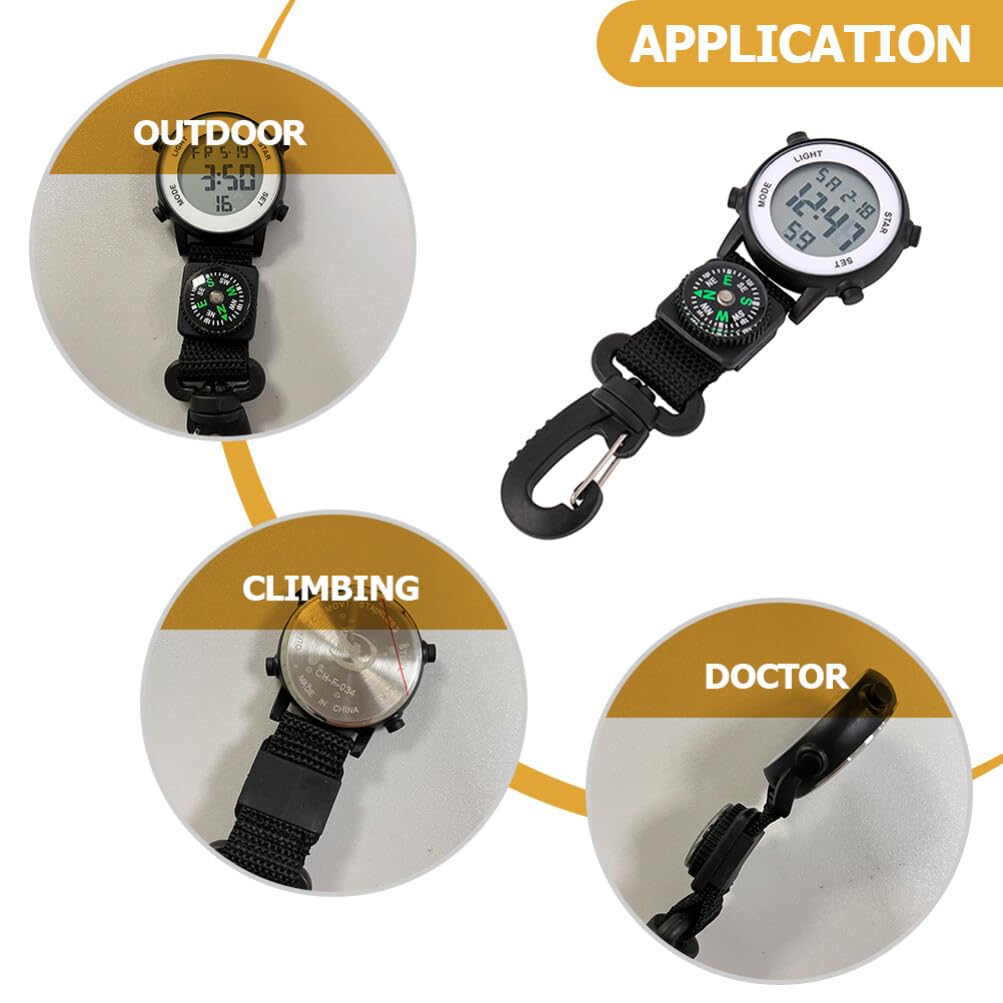 Gatuida Digital Carabiner Watch - Clip On Keychain Watch with LED Display, Multipurpose Outdoor Hanging Watch for Hiking, Camping, Backpacking & Travel Accessories