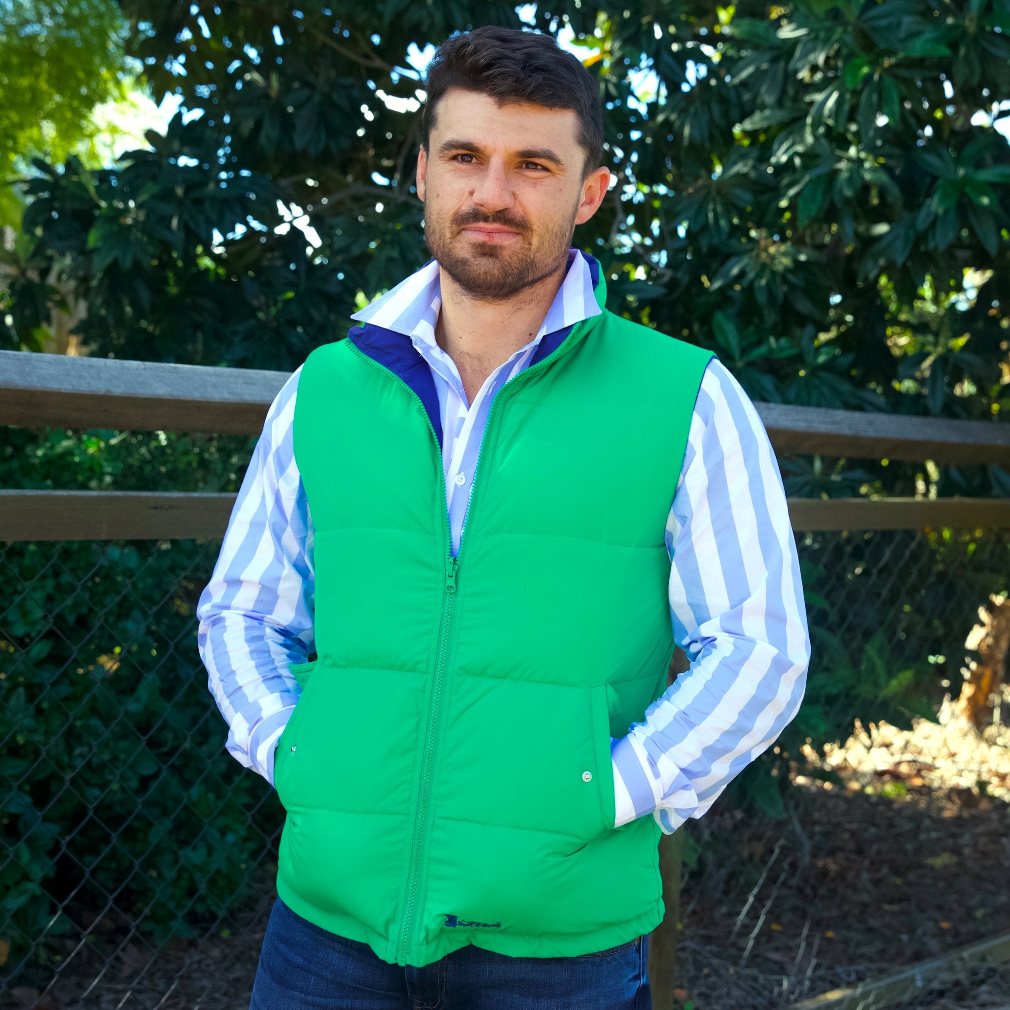 Unisex Reversible Vest for Men & Women - Green & Cobalt Blue, Lightweight Outdoor Jacket for Hiking, Running, Cycling & Travel