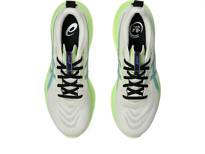 ASICS Men's Gel-Cumulus 27 Running Shoes - D Width - Birch/Lime Green - Cushioned Road Running Sneakers for Jogging, Training & Marathon