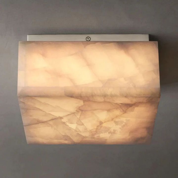 Derive Calcite Square Flushmount Ceiling Light Fixture 61014 - Modern LED Lighting for Bedroom, Kitchen, Hallway & Office