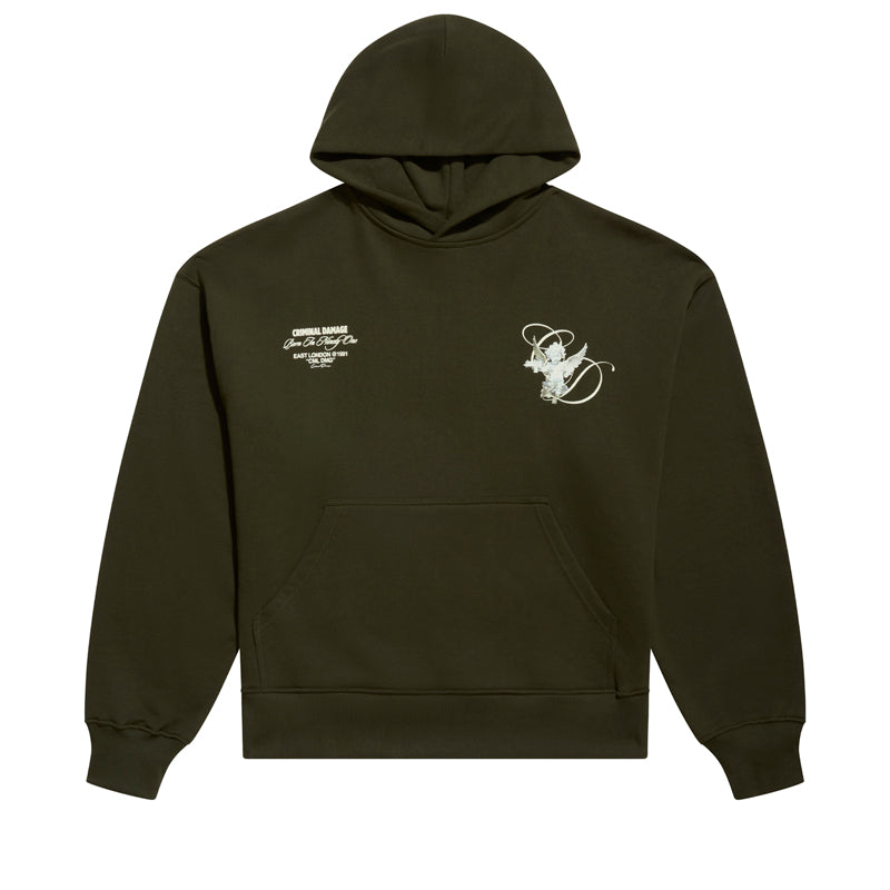 Criminal Damage Cherub Hoodie - Green Streetwear for Men & Women | Perfect for Urban Fashion & Casual Outfits