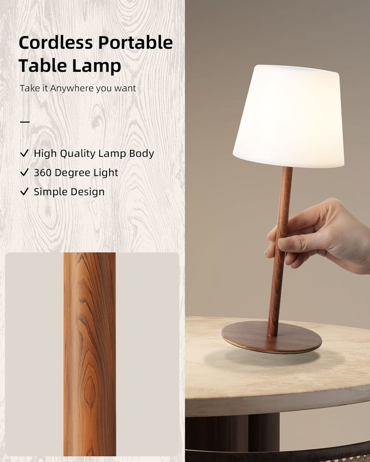 EZVALO Waterproof Outdoor Battery Operated Cordless Table Lamp - Perfect for Patio, Garden, Camping & Emergency Lighting