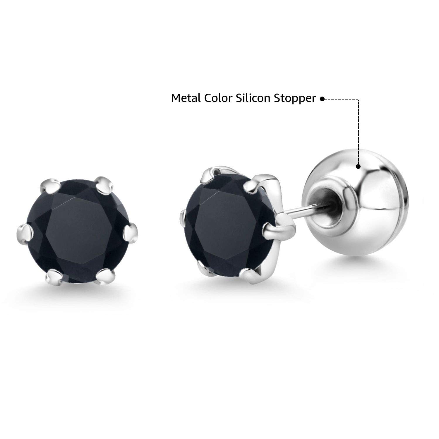 Gem Stone King 6MM Round Gemstone Birthstone Stud Earrings for Women & Men | Pure PT900 Platinum 900 Six Prong Setting | Elegant Jewelry Gift for Birthday, Anniversary & Special Occasions