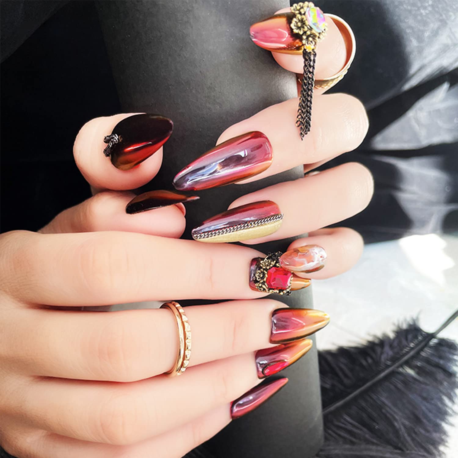 Chameleon Holographic Chrome Nail Powder - Magic Mirror Effect Metallic Glitter Dip Powder for Nails | Red & Black Shimmering Gel Pigment | Perfect for Nail Art, Salon Manicures & DIY Home Nail Designs