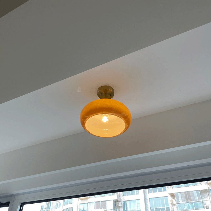 Vintage Brass & Glass Ceiling Light Fixture - Retro Industrial Pendant Lamp for Dining Room, Kitchen, or Bedroom Lighting