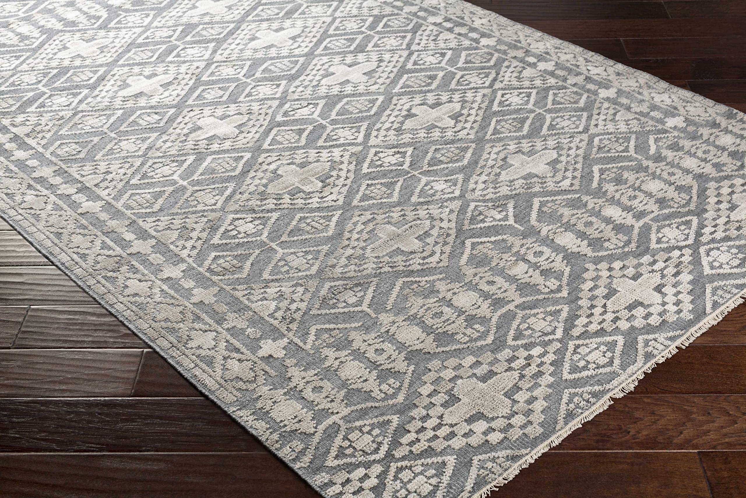 Traditional Hauteloom Woodsfield Wool Area Rug - 2' x 3' - Gray, Beige, Dark Red - Soft & Durable for Living Room, Bedroom - Perfect for Cozy Home Decor & Warm Floor Covering