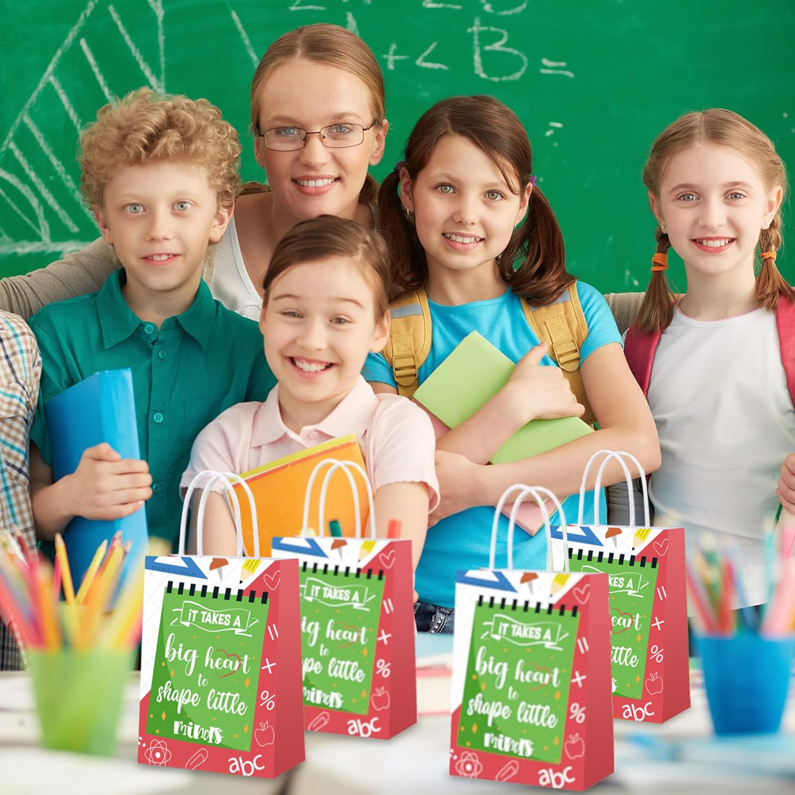 16 Pcs Teacher Appreciation Gift Bags with Candy & Chocolate - Best Teacher Ever Thank You Gifts for Office Party, Back to School, Graduation, Christmas & Farewell - Cute Goodie Bags for Classroom Decor & Celebrations