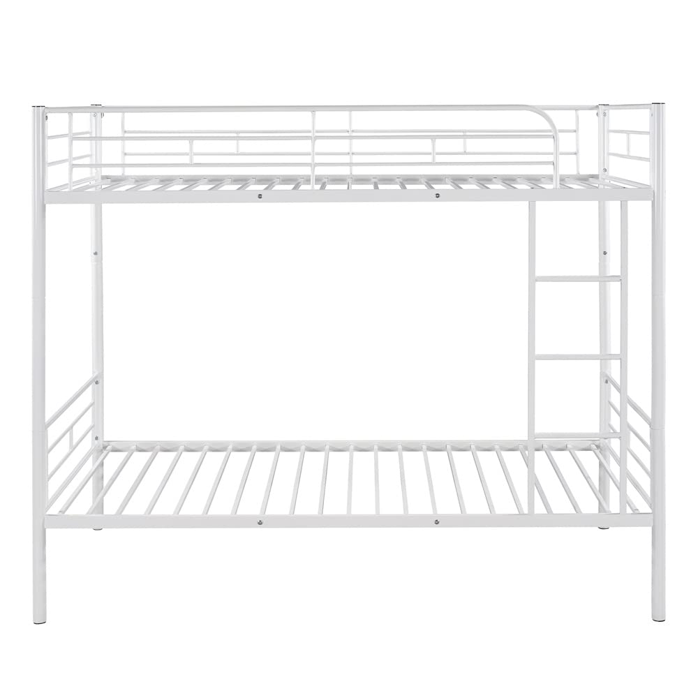 Metal Bunk Bed with Under Bed Storage | Twin Over Twin Bunk Bed Frame with Safety Guard Rail & Ladder | Heavy Duty Space-Saving Bunk Beds for Kids & Adults | Convertible into 2 Separate Beds | No Box Spring Needed | White | Perfect for Small Bedrooms, Dorms & Guest Rooms