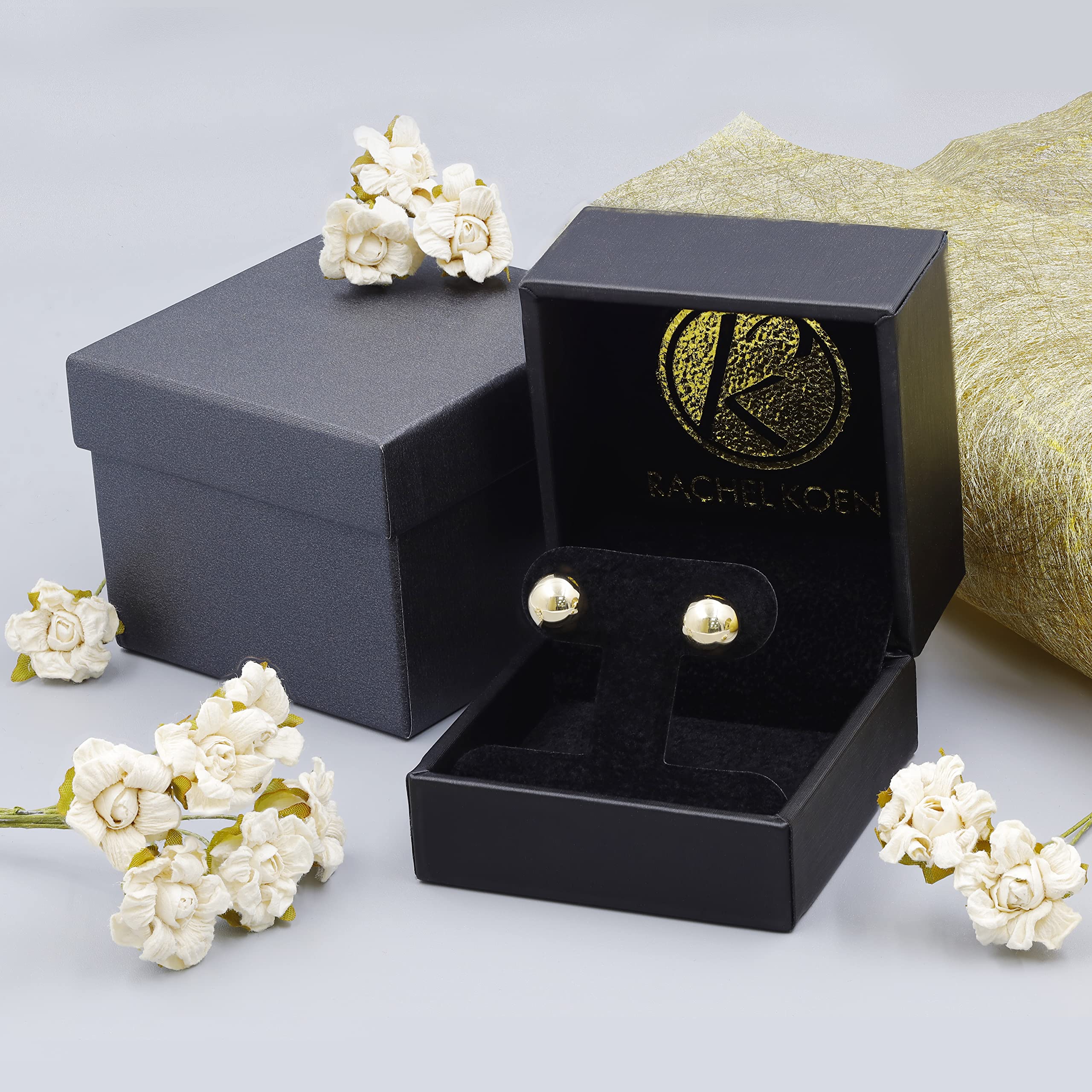 14K Yellow Gold Ball Stud Earrings for Women - High Polished Round Gold Earrings for Everyday Wear & Special Occasions | Rachel Koen Jewelry