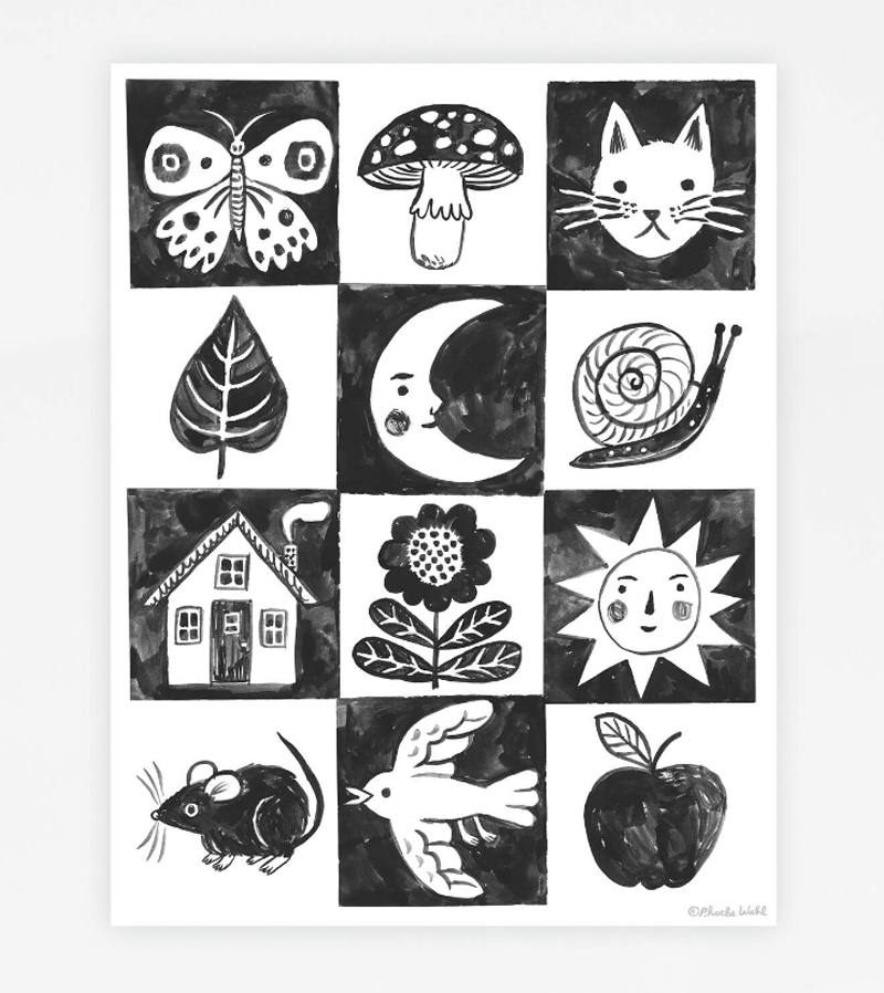 Black & White Baby Poster by Phoebe Wahl - High Contrast Nursery Wall Art for Newborn Visual Stimulation - Perfect for Baby Rooms, Daycares & Early Learning Spaces